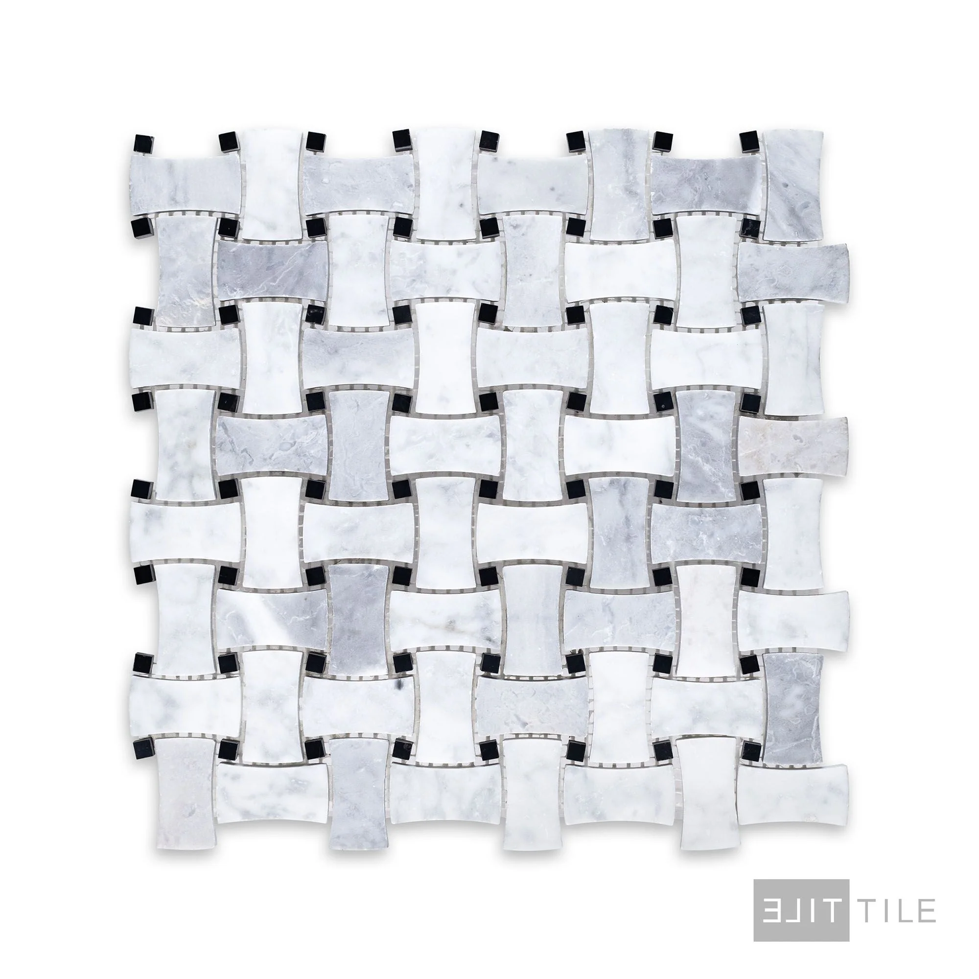 White Carrara Marble Dogbone Basketweave Honed Mosaic - Image 2