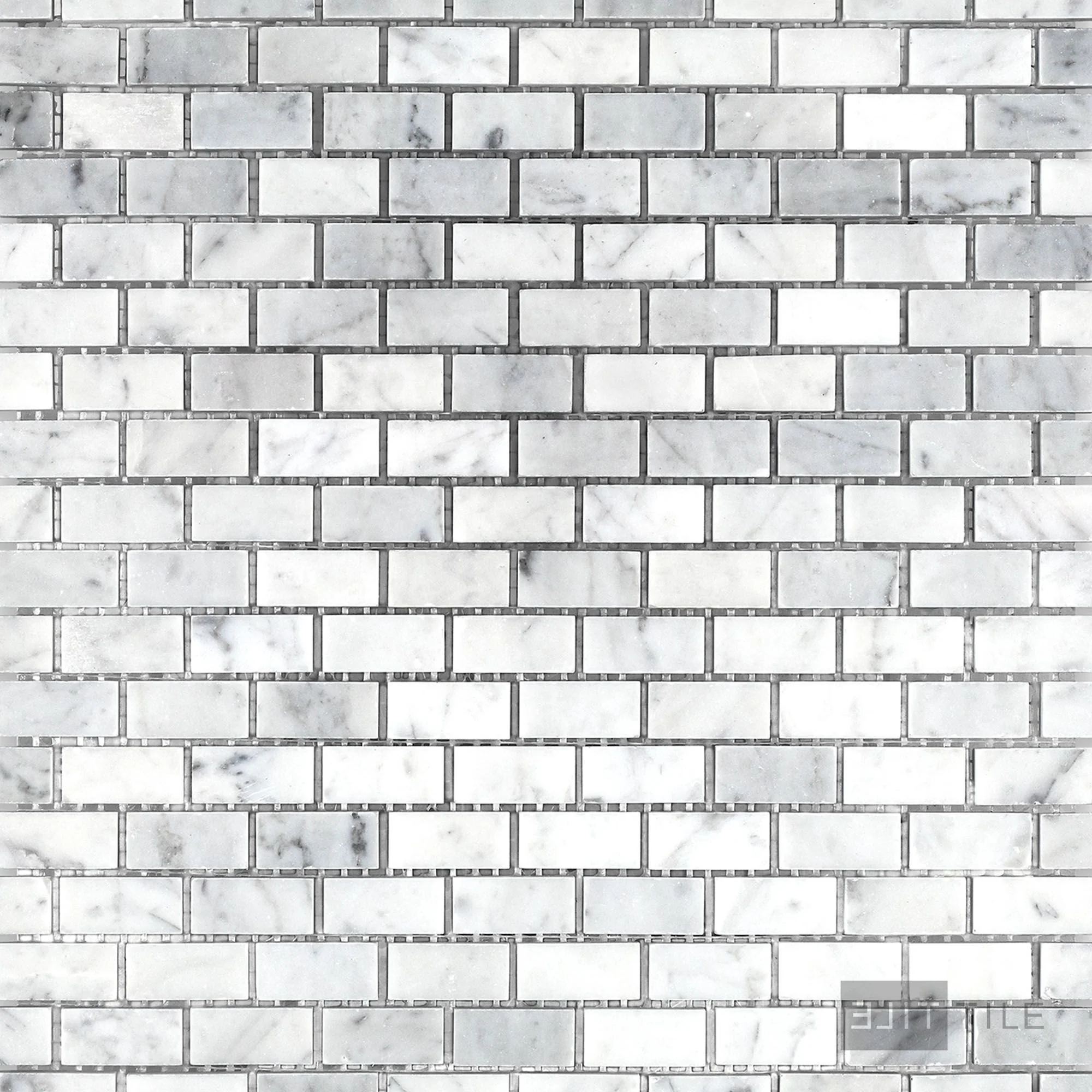 White Carrara Marble 5/8X1-1/4 Brick Honed Mosaic