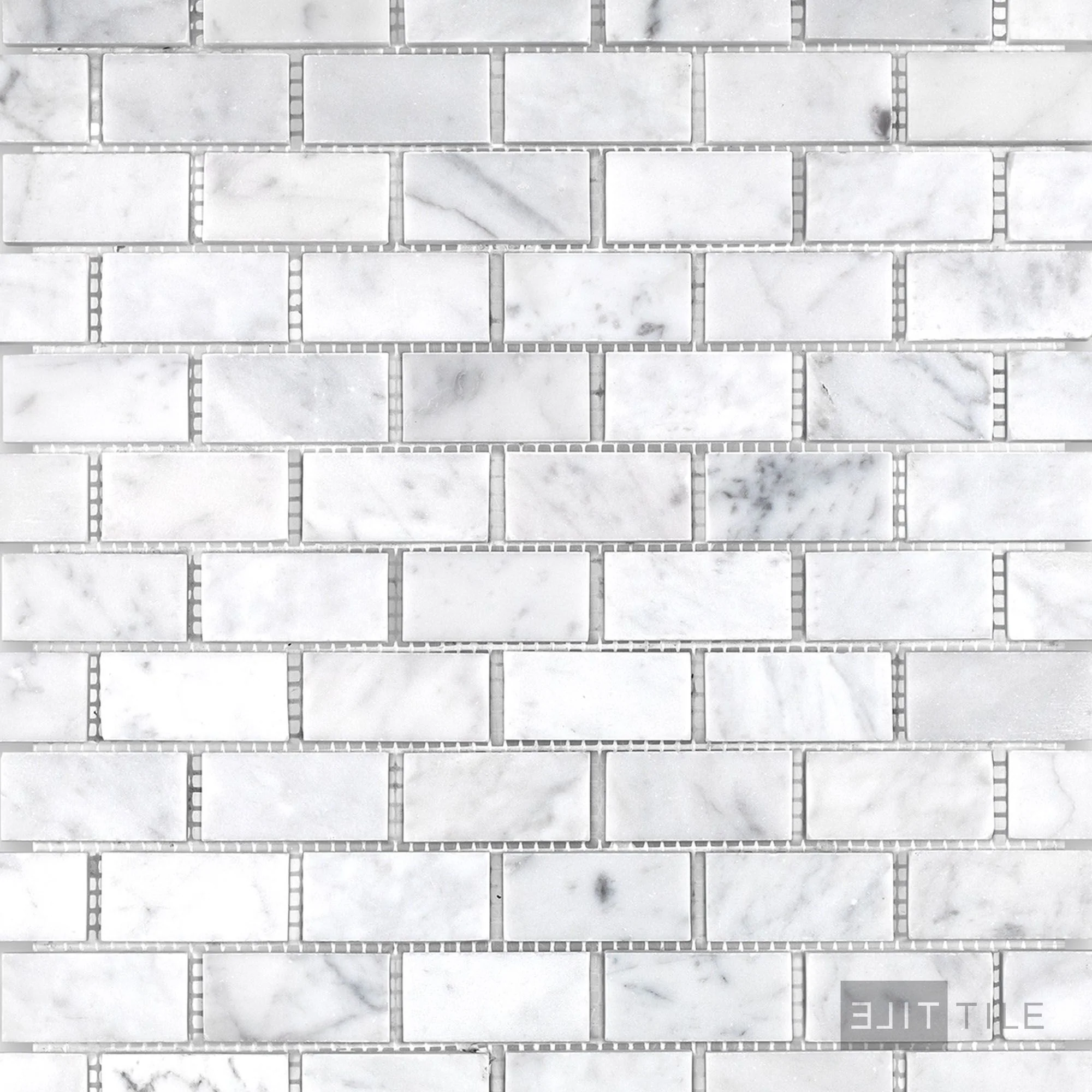 White Carrara Marble 1X2 Brick Honed Mosaic