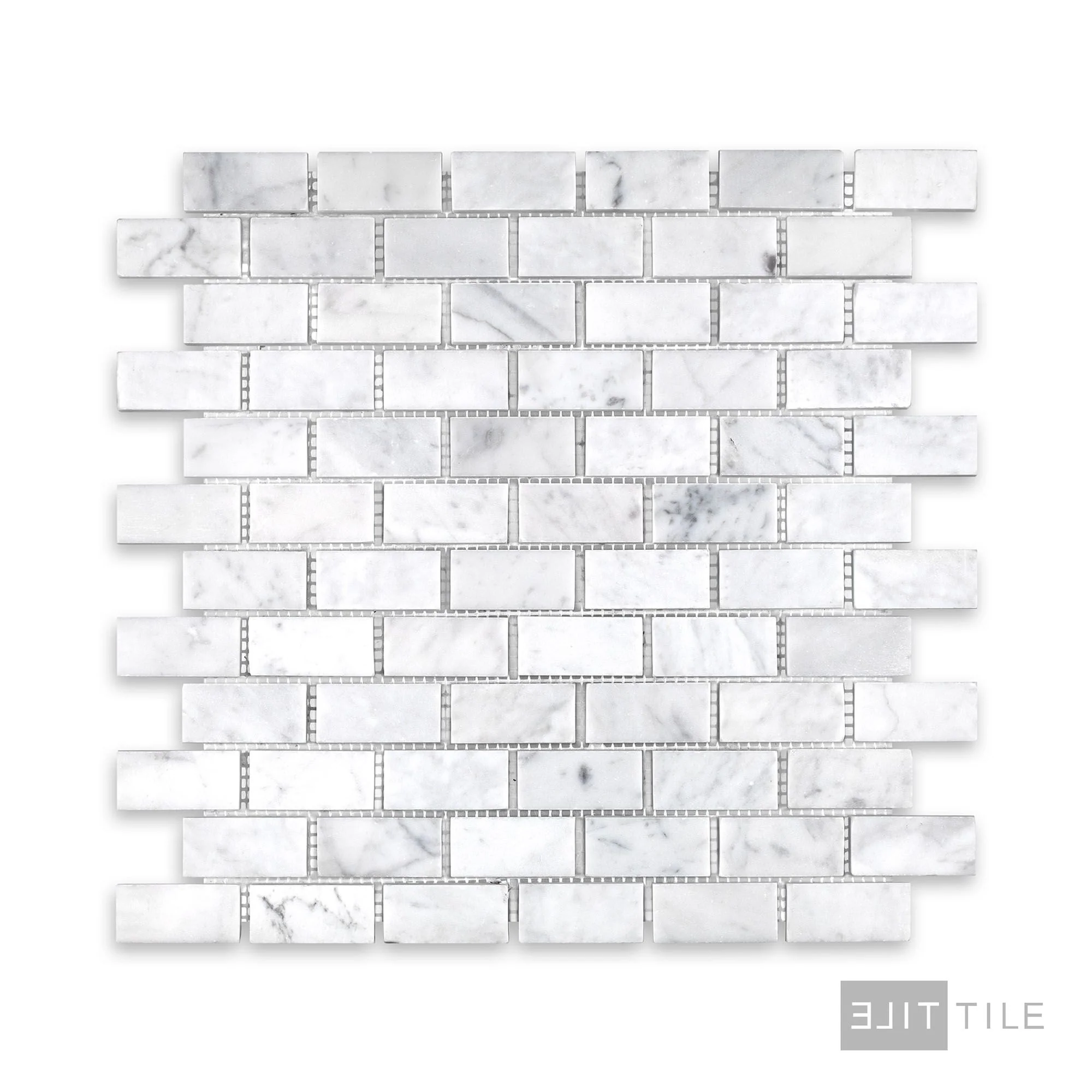 White Carrara Marble 1X2 Brick Honed Mosaic - Image 2