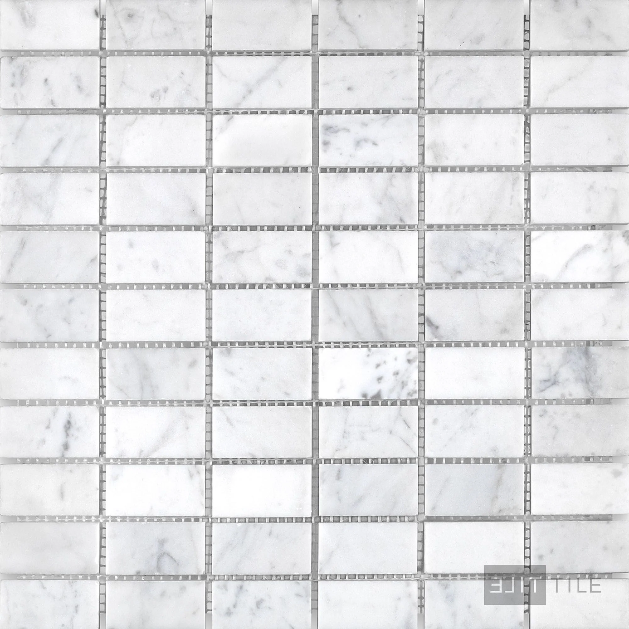 White Carrara Marble Stacked Honed Mosaic