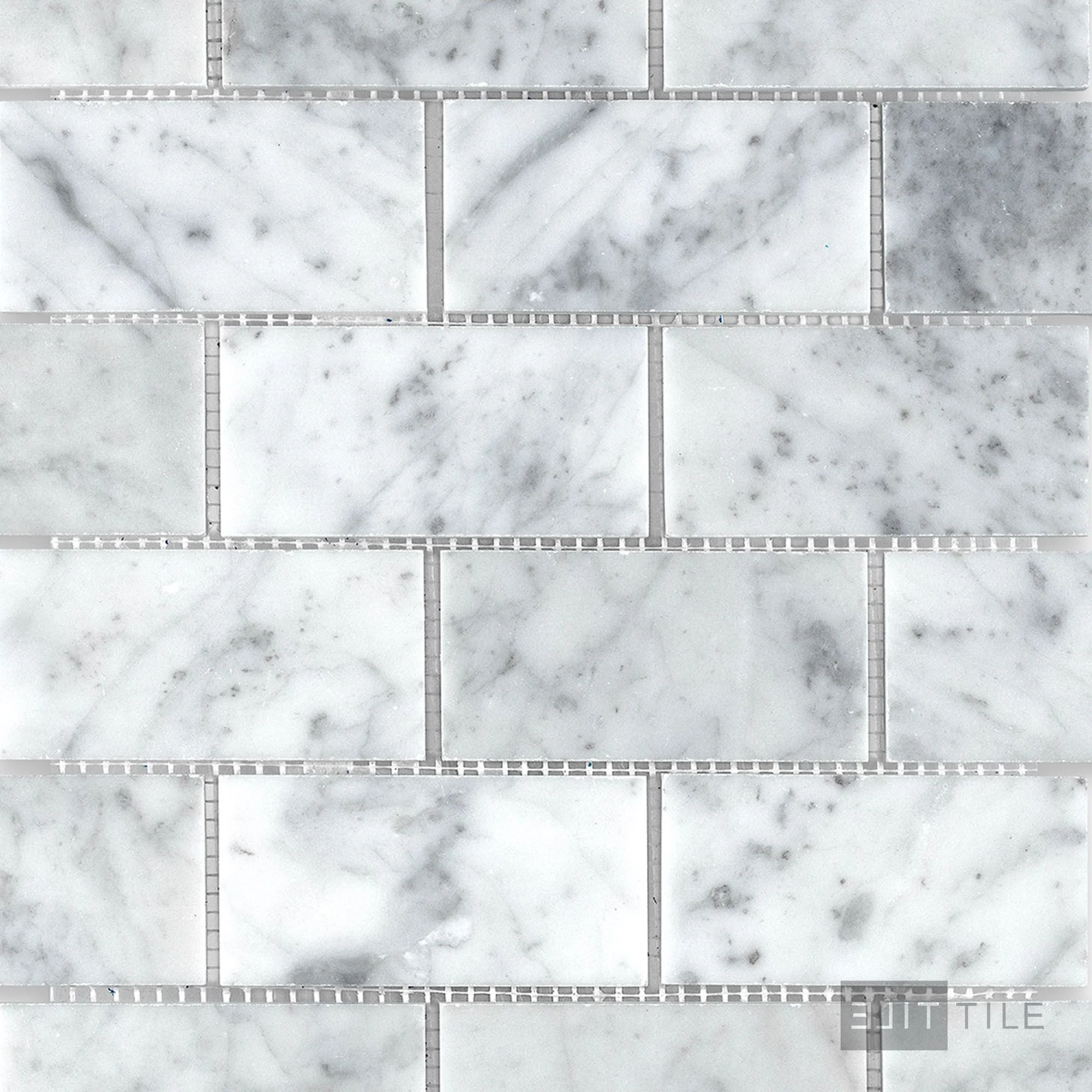 White Carrara Marble 2X4 Brick Honed Mosaic