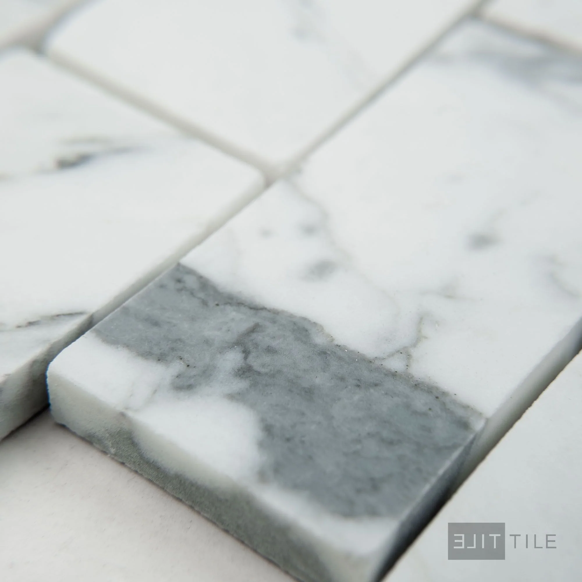 White Carrara Marble 2X4 Brick Honed Mosaic - Image 3