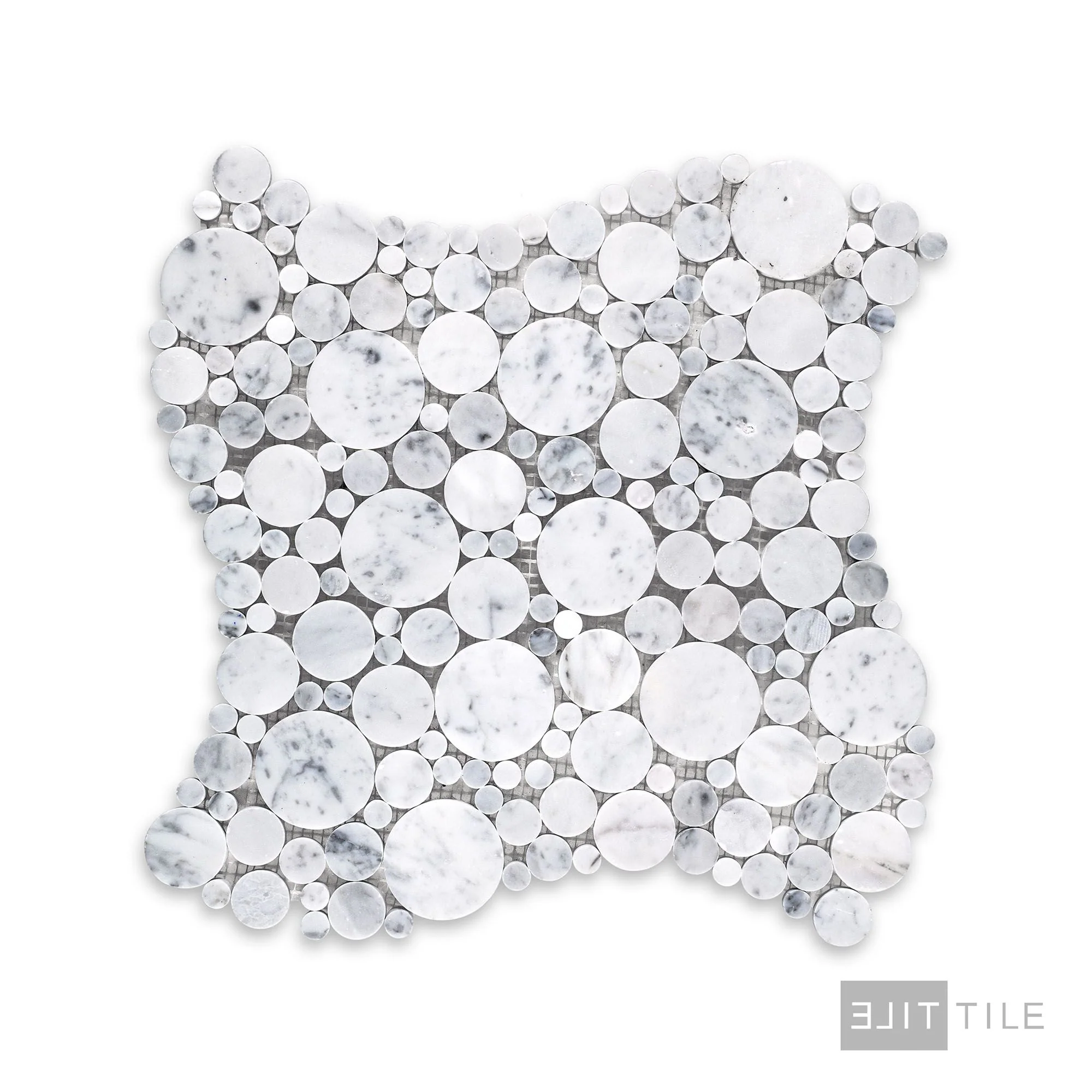 White Carrara Marble Bubble Honed Mosaic - Image 2