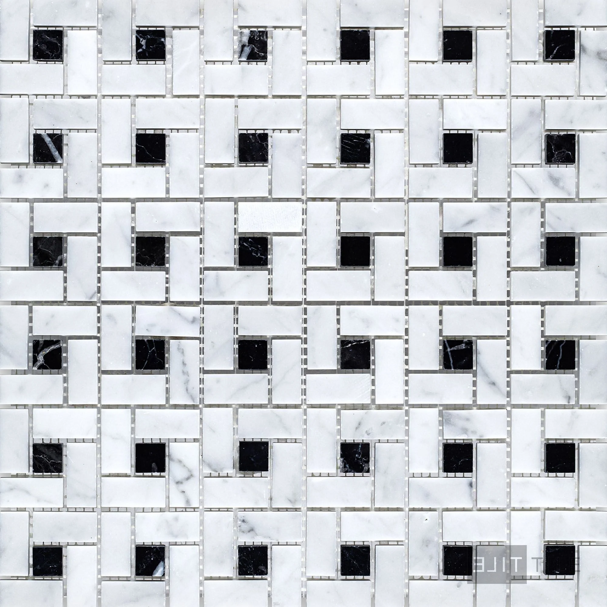White Carrara Marble Pinwheel Honed Mosaic