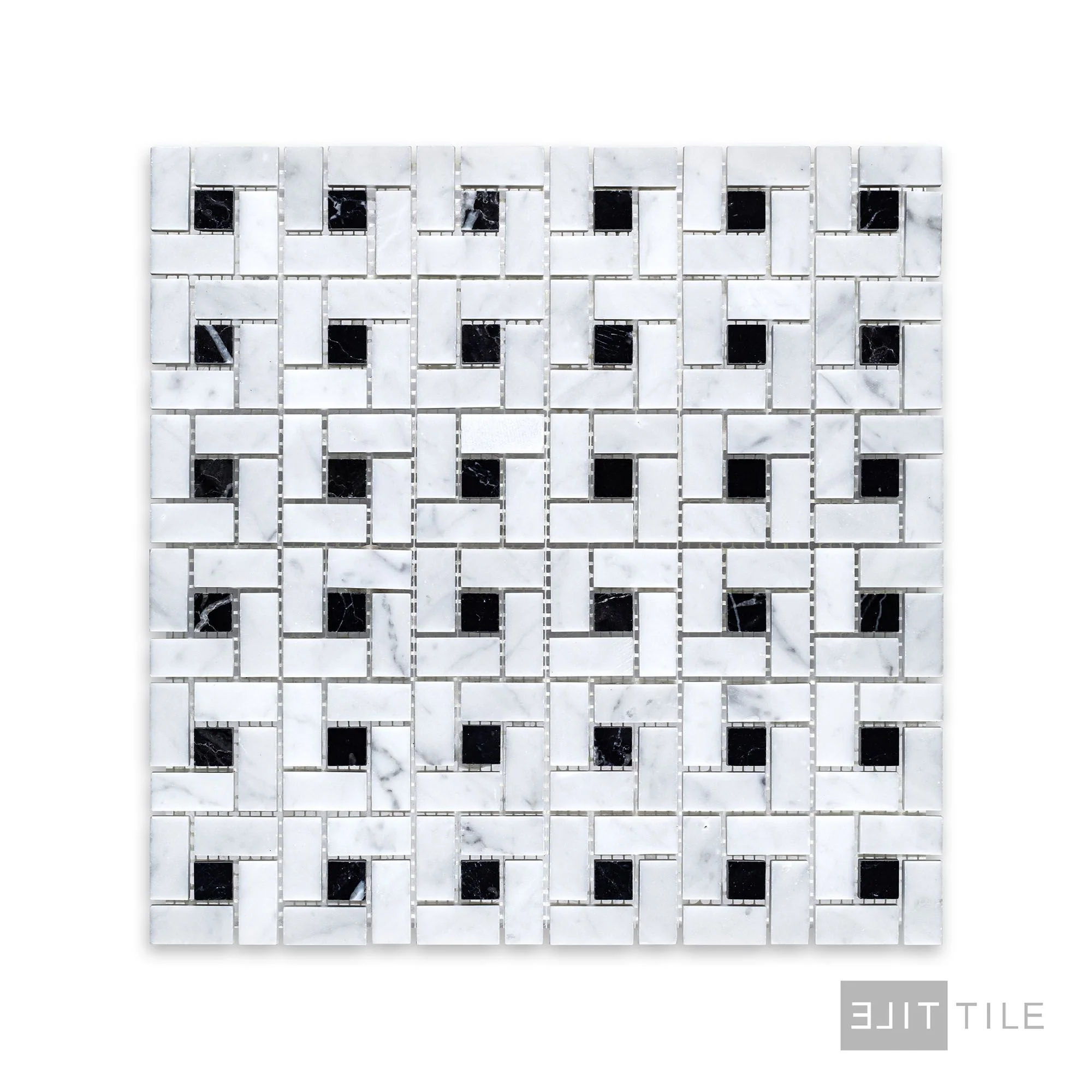 White Carrara Marble Pinwheel Honed Mosaic - Image 2