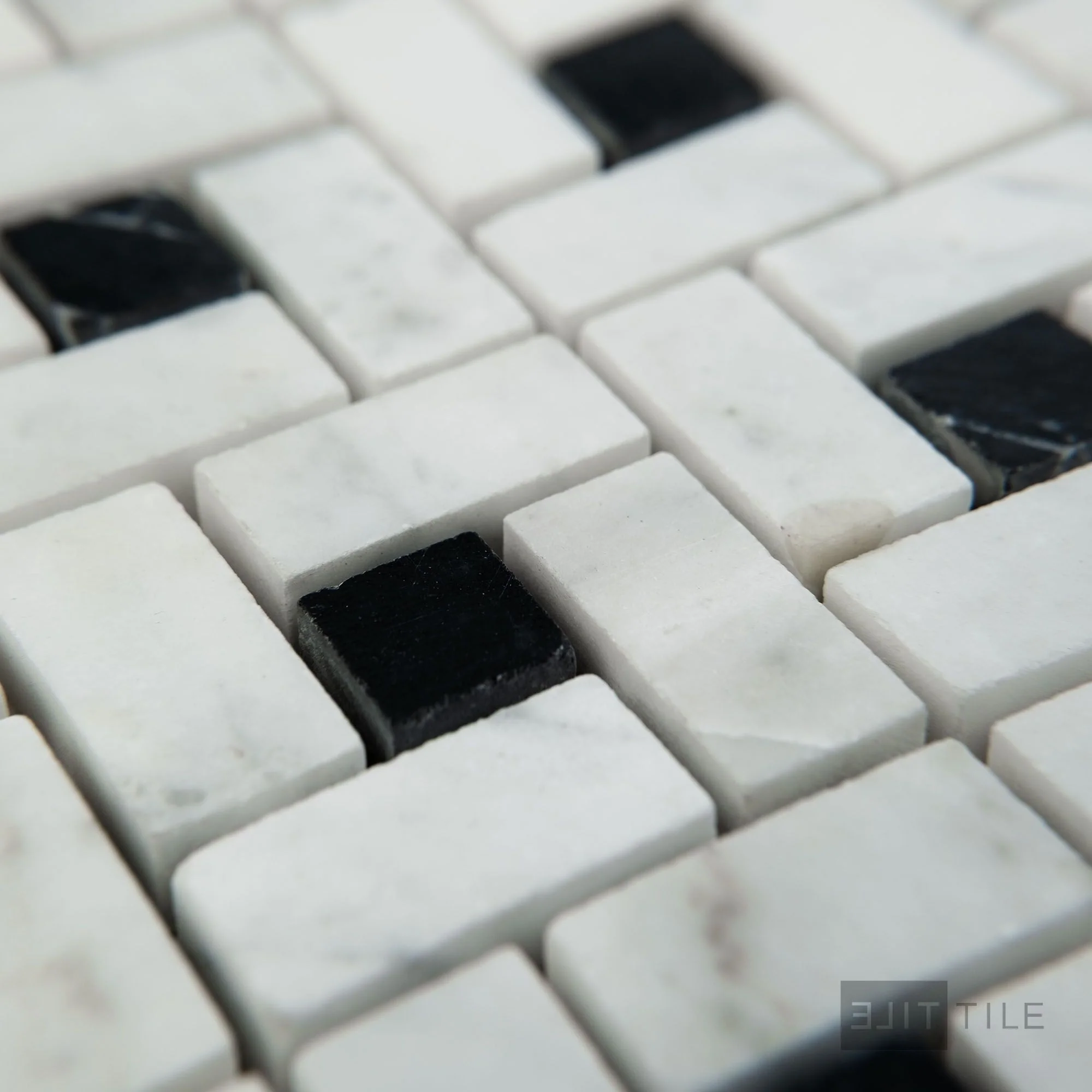 White Carrara Marble Pinwheel Honed Mosaic - Image 3