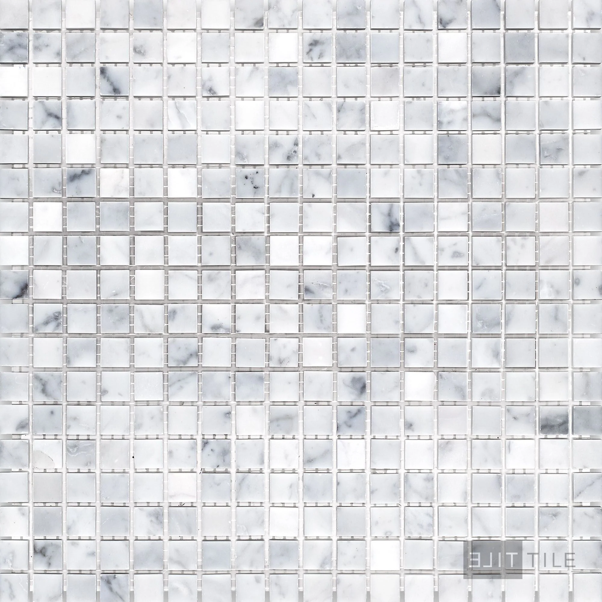White Carrara Marble 5/8" Square Honed Mosaic