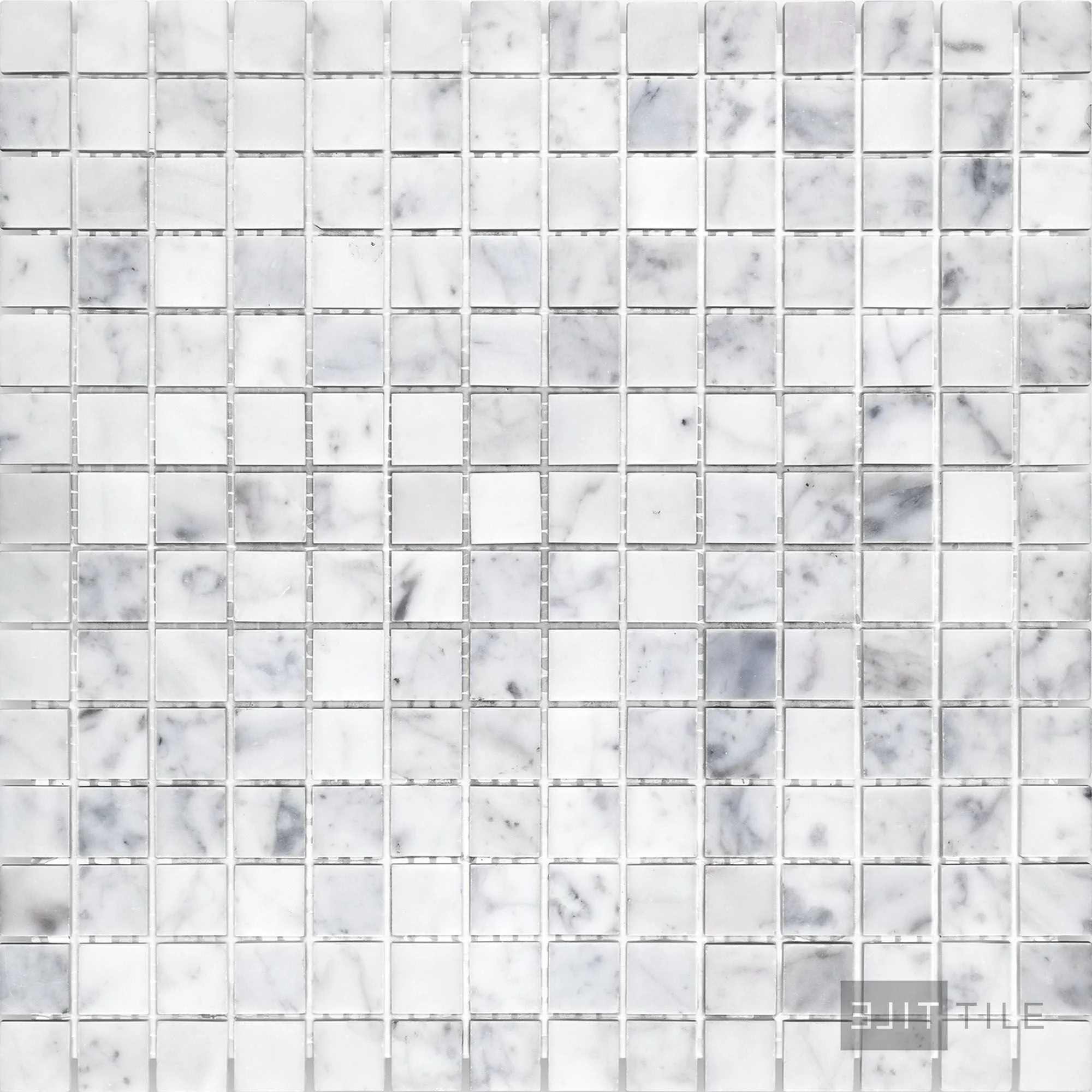 White Carrara Marble 3/4" Square Honed Mosaic