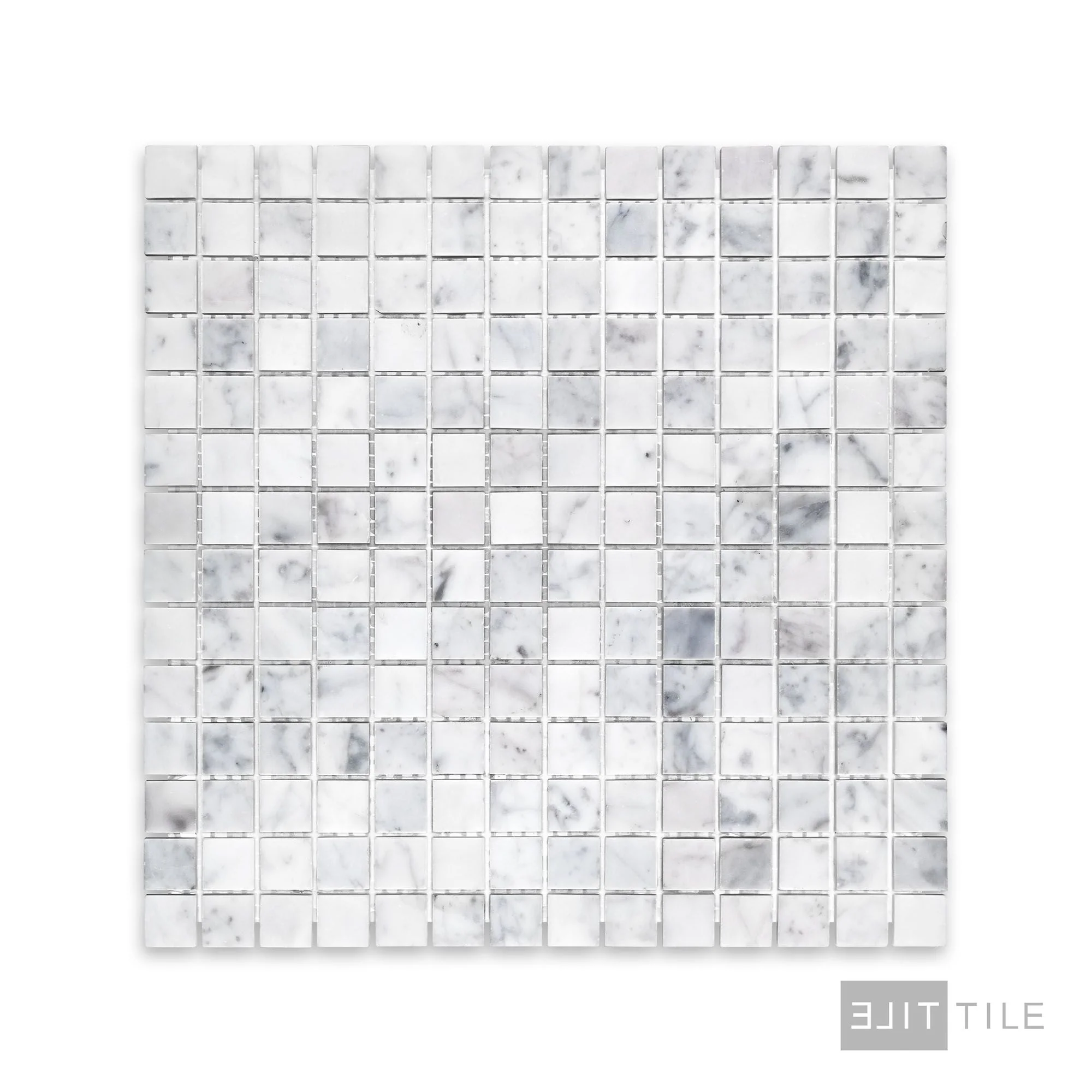 White Carrara Marble 3/4" Square Honed Mosaic - Image 2