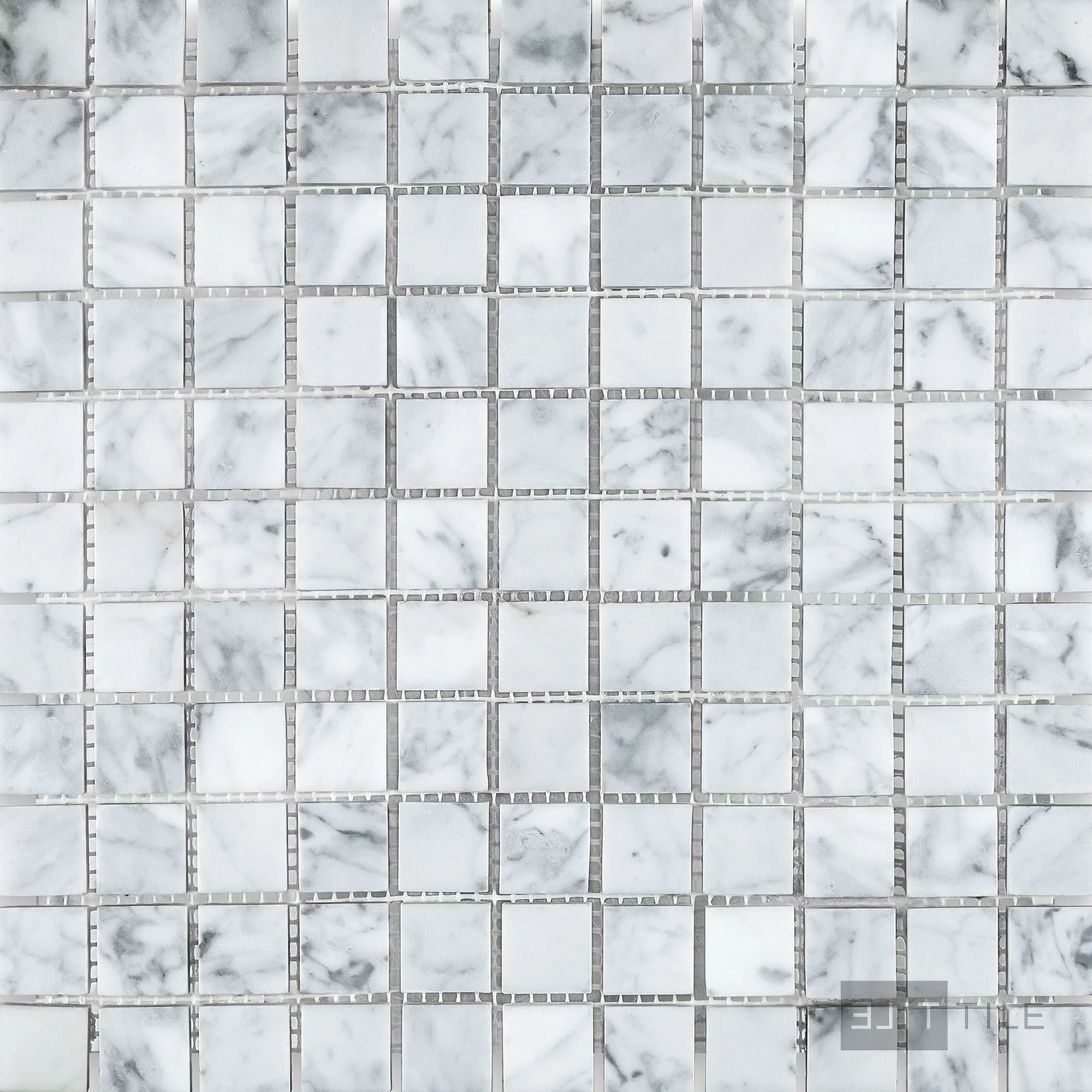 White Carrara Marble 1" Square Honed Mosaic