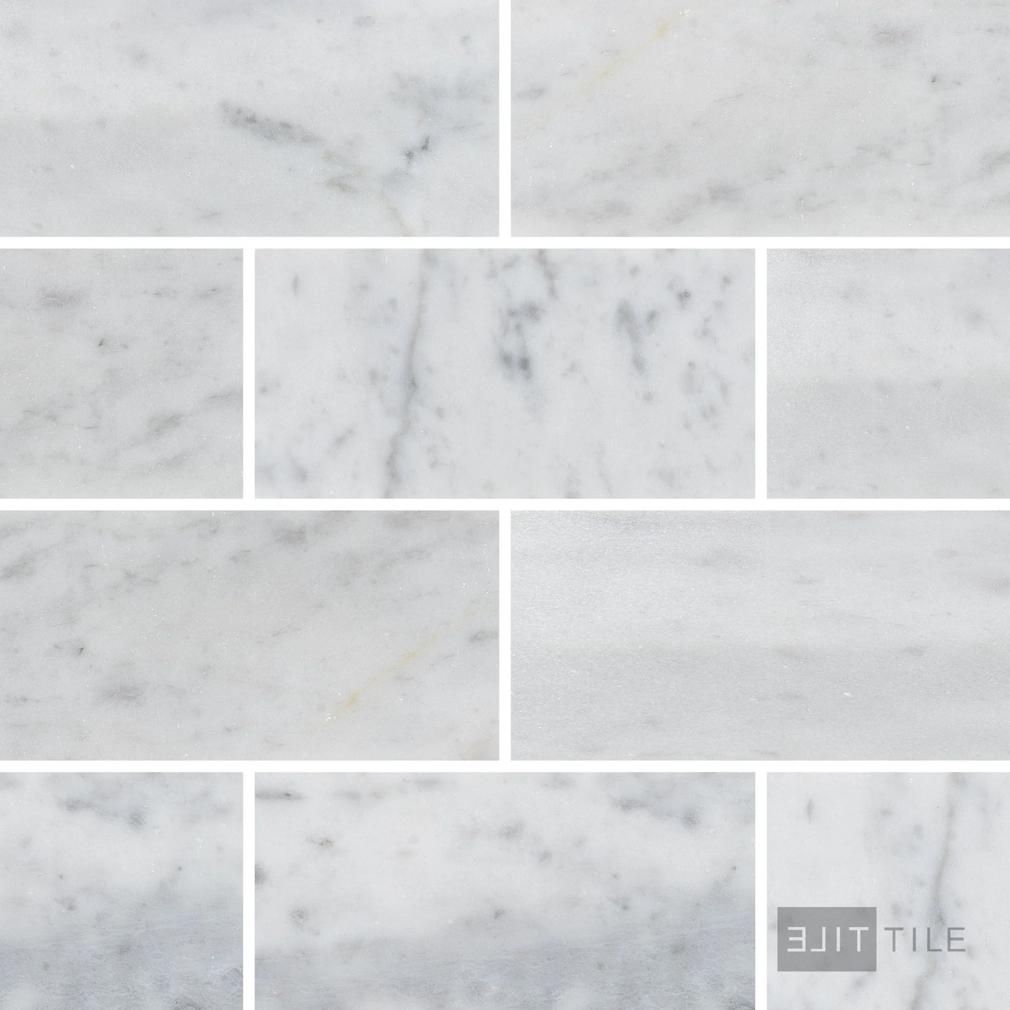 White Carrara Marble 3X6 Honed