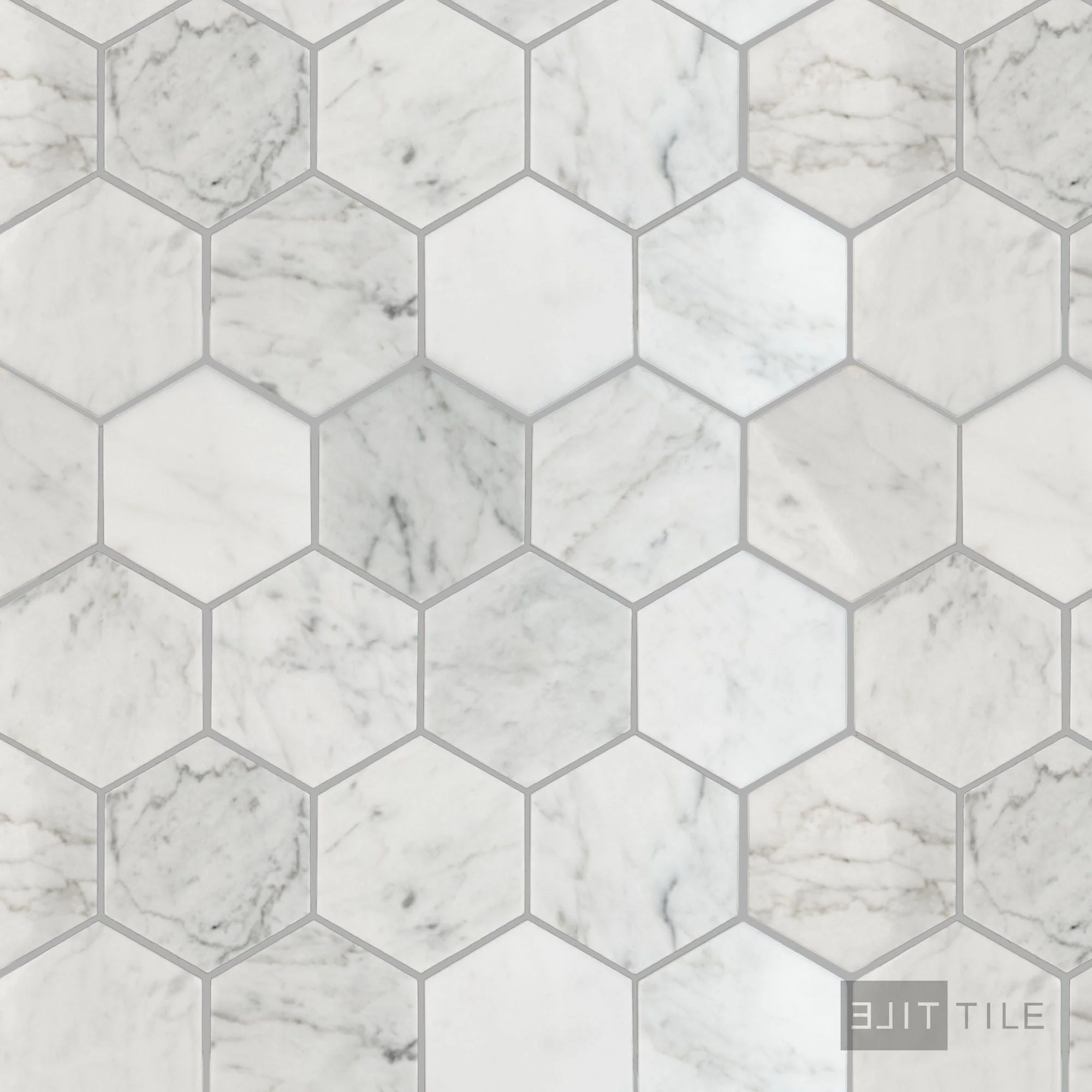 White Carrara Marble 3" Hexagon Polished Mosaic