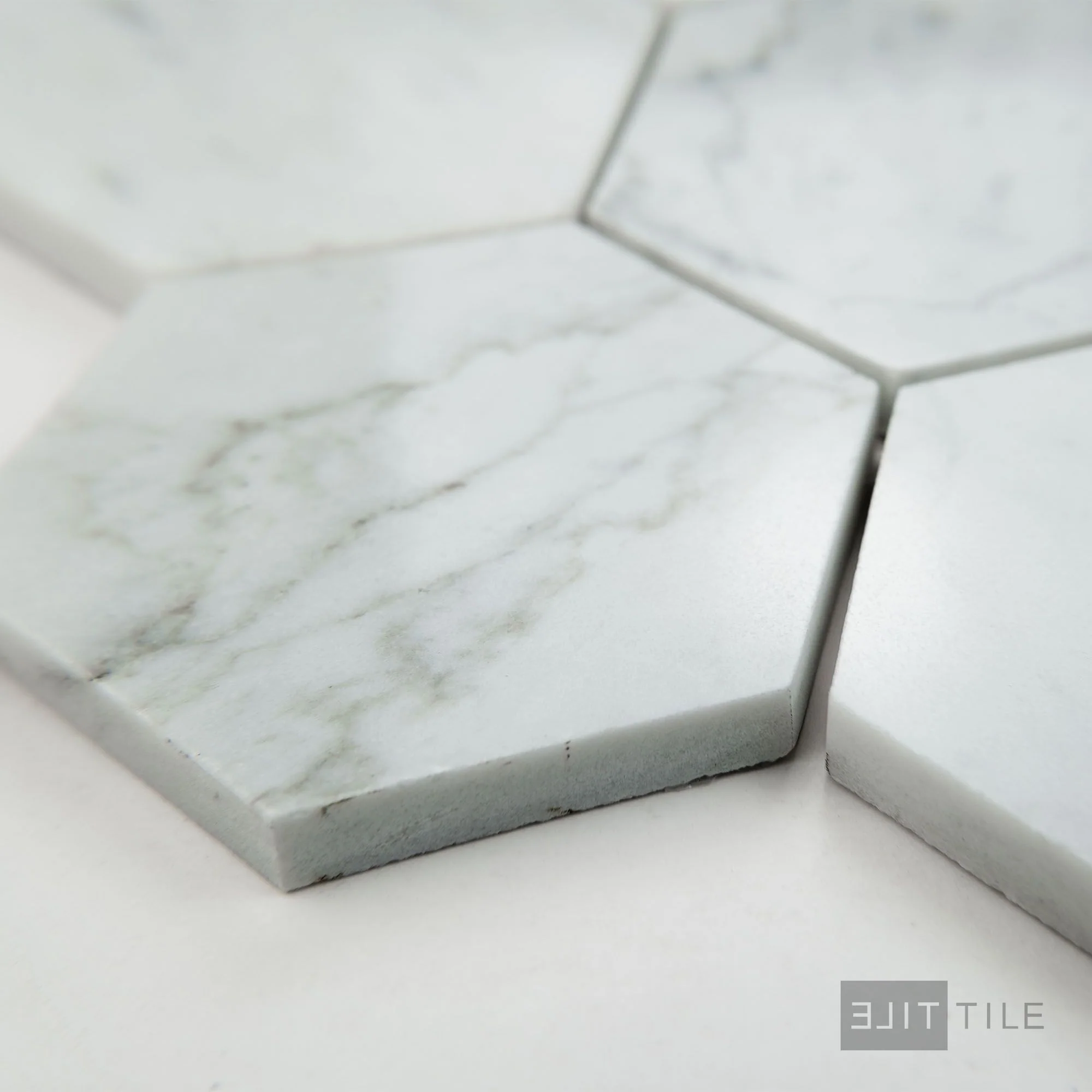 White Carrara Marble 3" Hexagon Polished Mosaic - Image 3