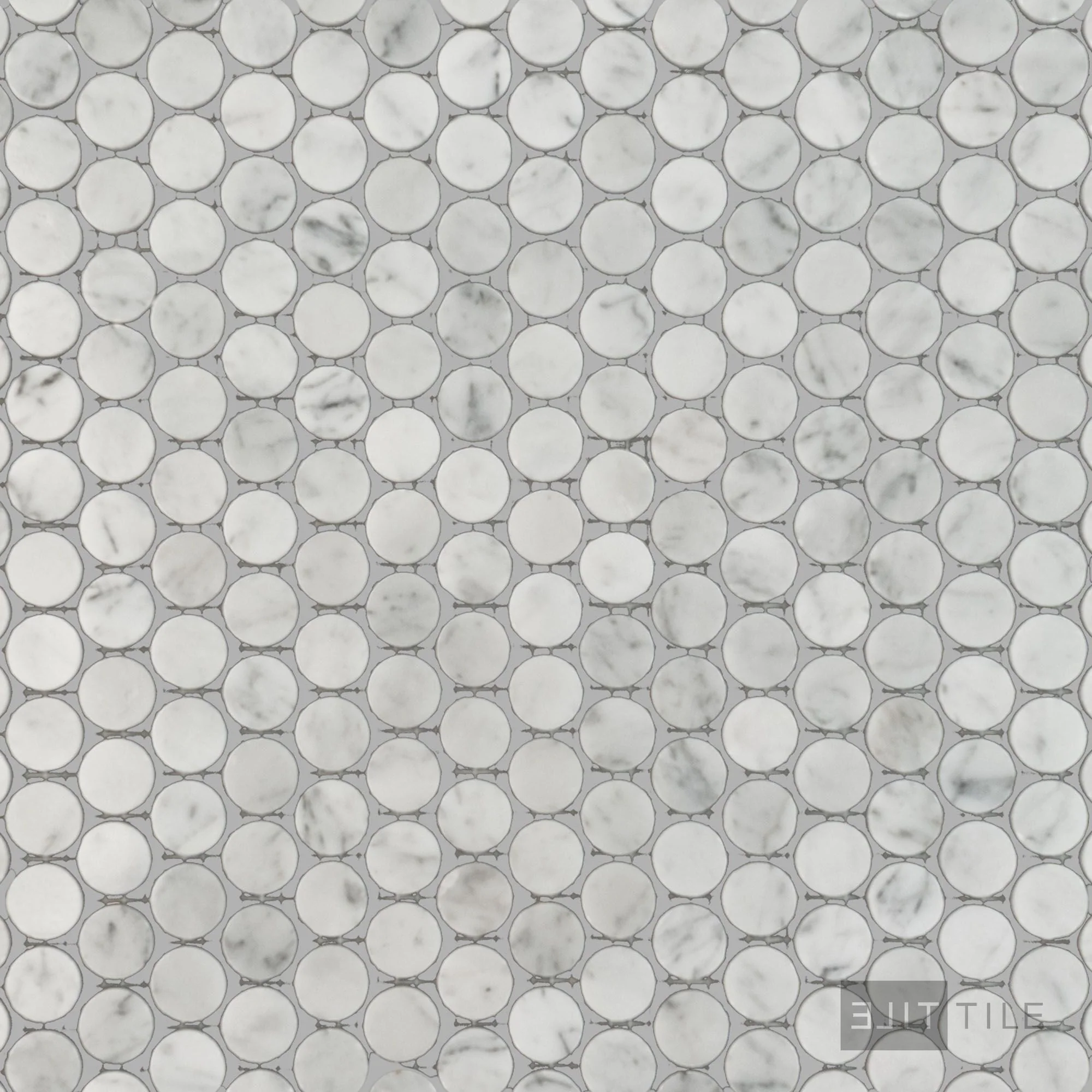 White Carrara Marble Penny Round Polished Mosaic
