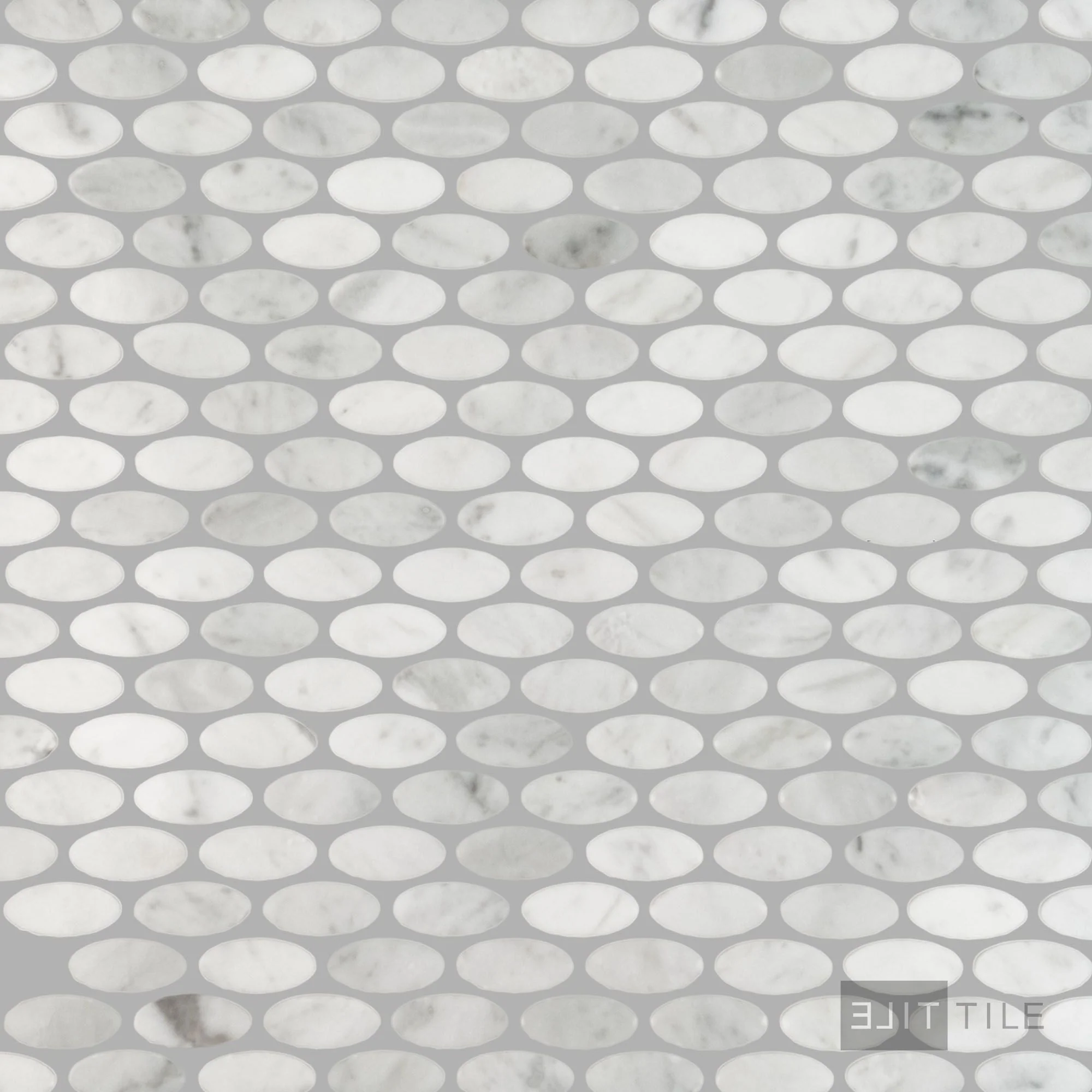 White Carrara Marble Oval Polished Mosaic