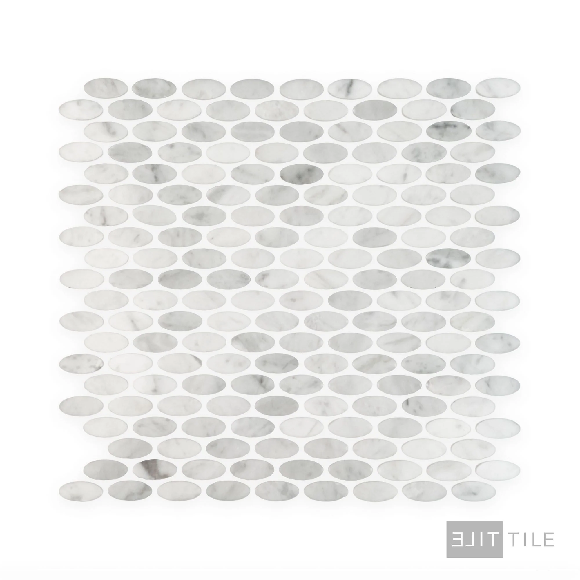White Carrara Marble Oval Polished Mosaic - Image 2