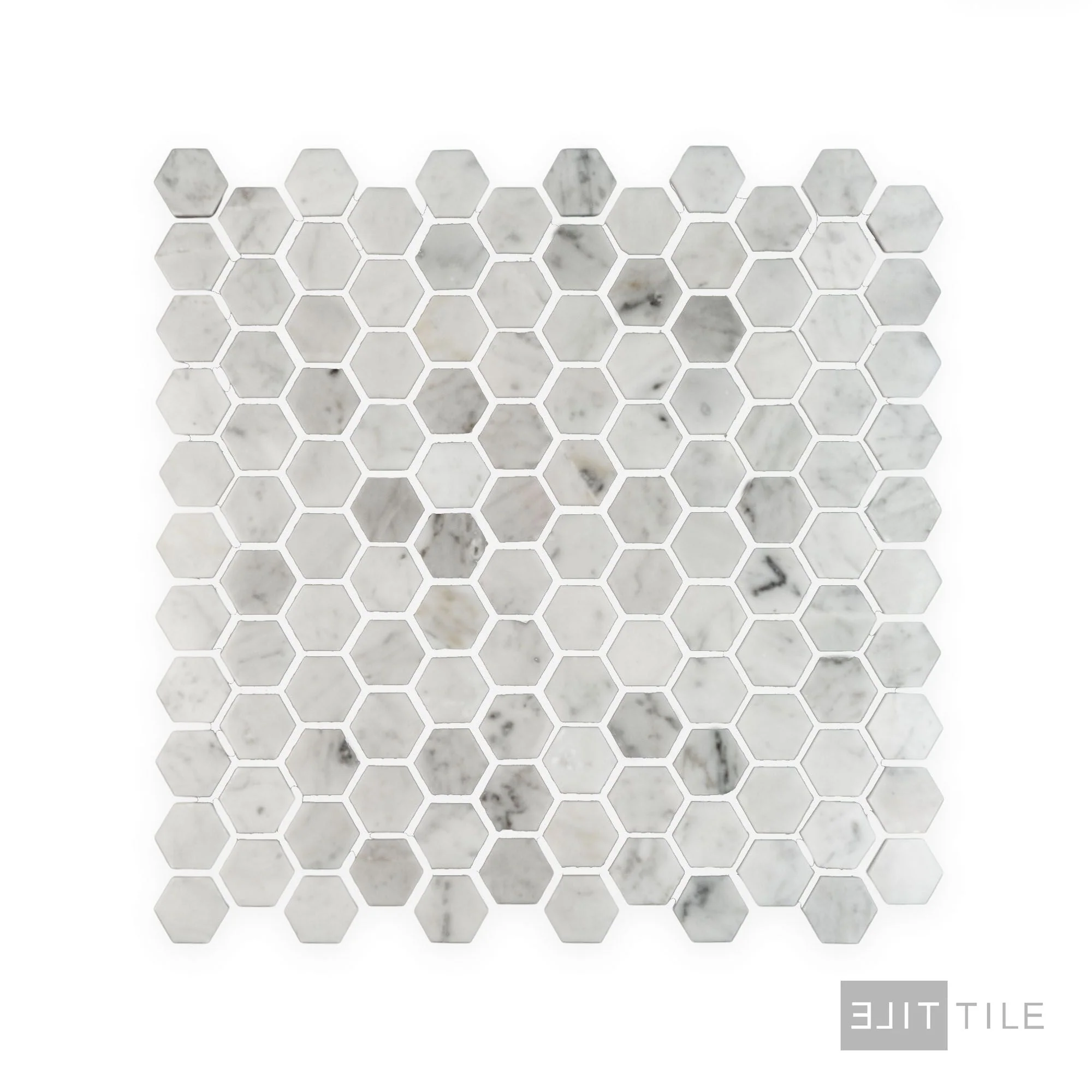 White Carrara Marble 1" Hexagon Polished Mosaic - Image 2