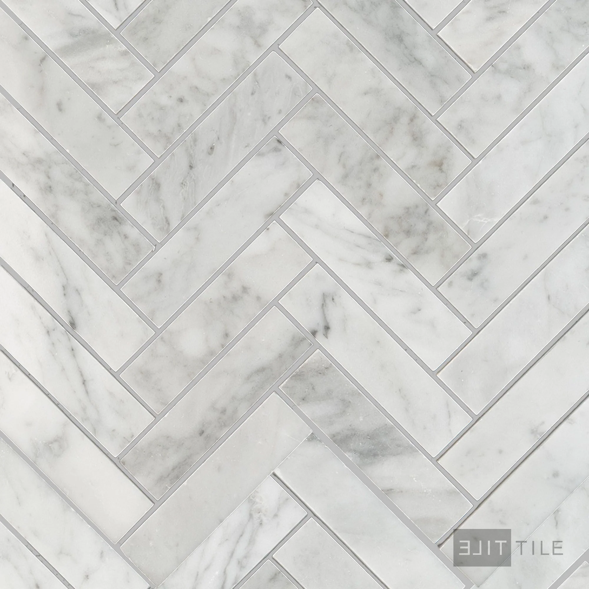 White Carrara Marble 1X4 Herringbone Polished Mosaic