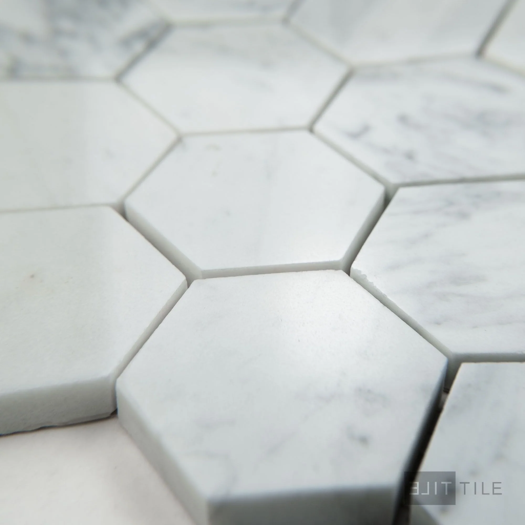 White Carrara Marble 2" Hexagon Polished Mosaic - Image 3