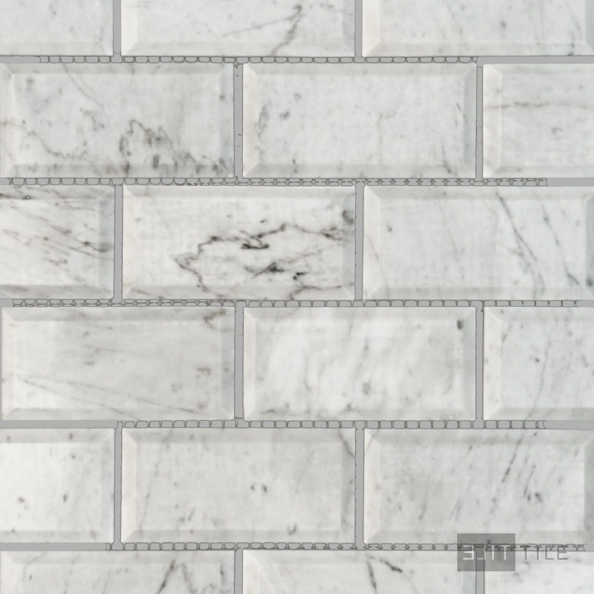 White Carrara Marble 2X4 Brick Beveled Polished Mosaic