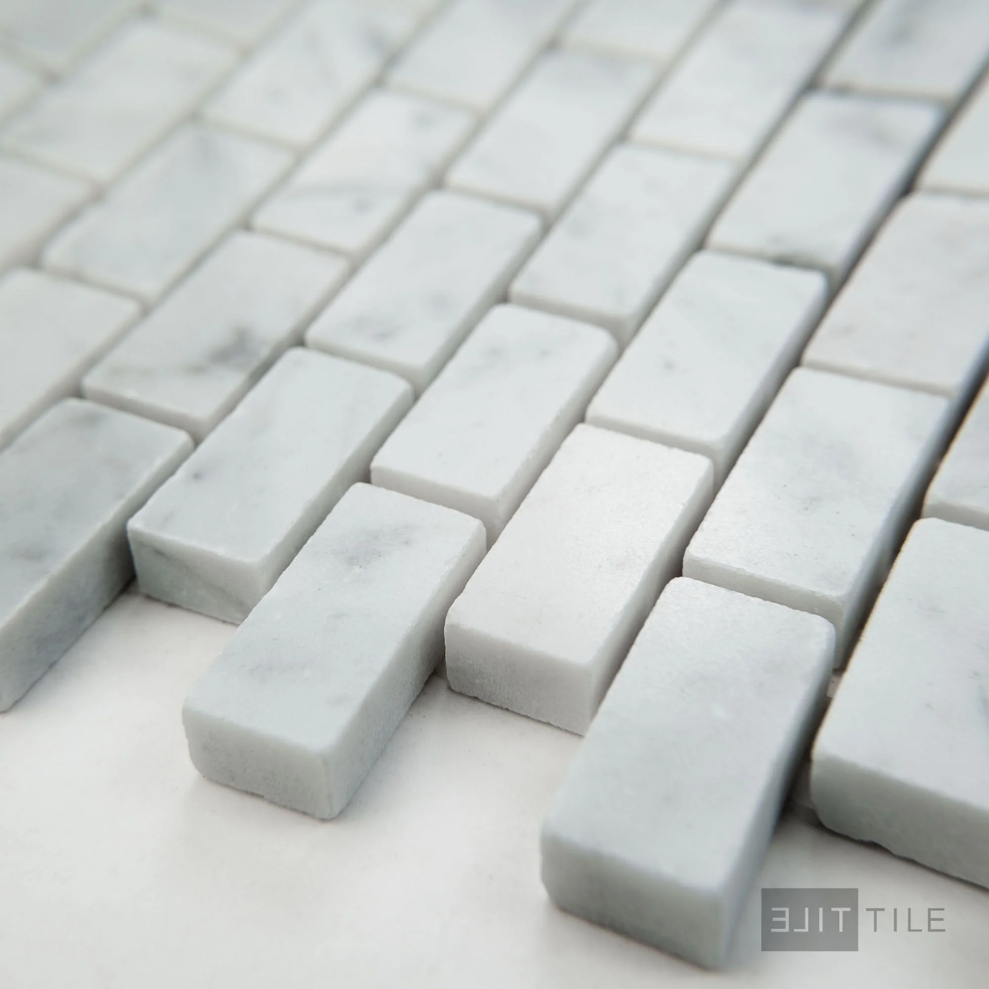 White Carrara Marble 5/8X1-1/ Brick Polished Mosaic - Image 3