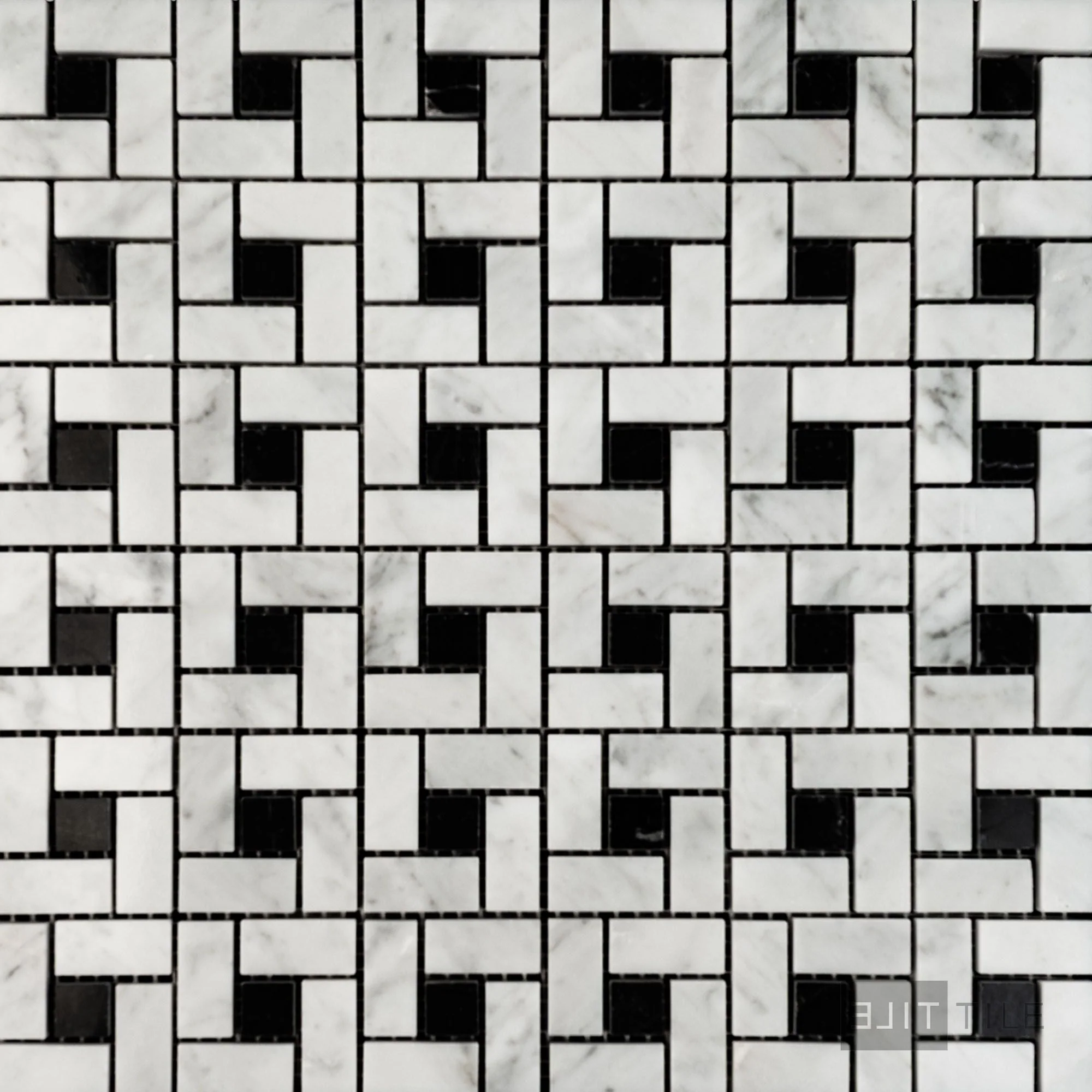 White Carrara Marble Pinwheel Polished Mosaic