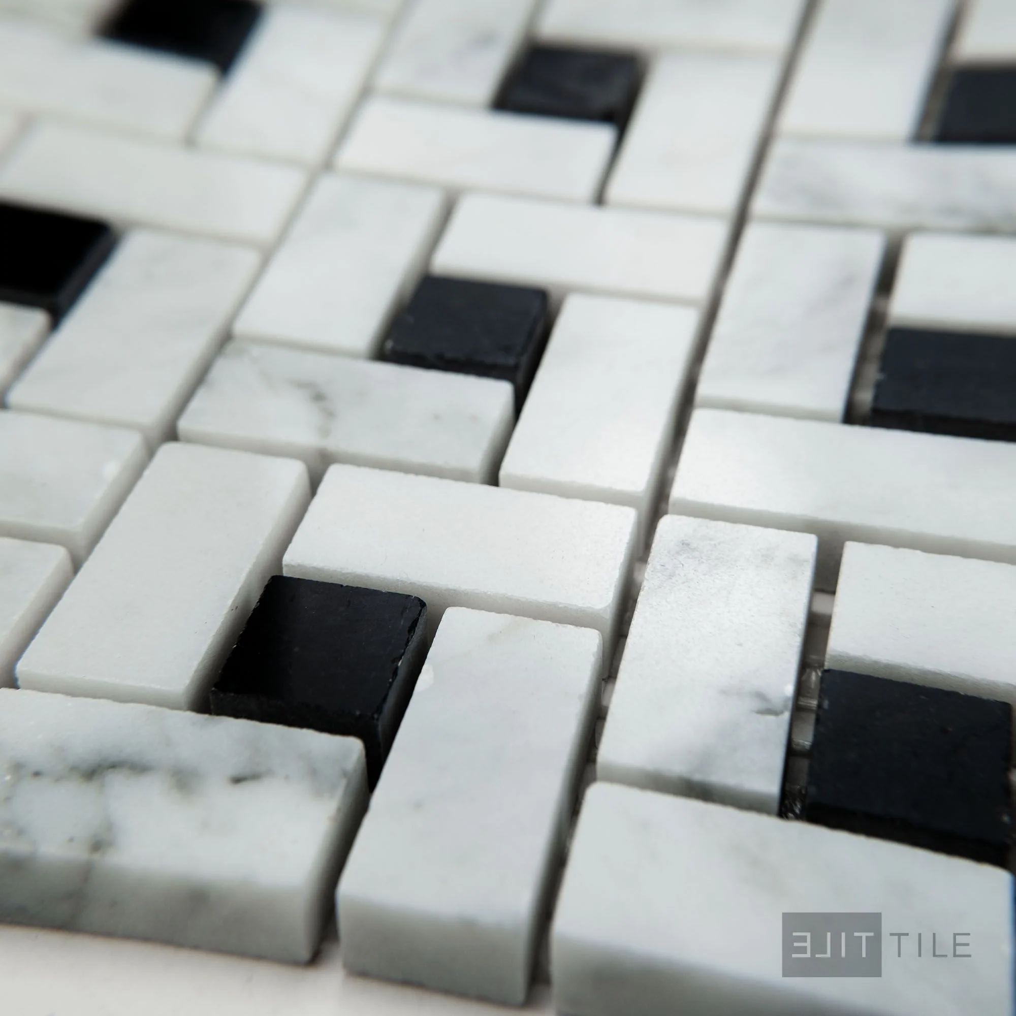 White Carrara Marble Pinwheel Polished Mosaic - Image 3