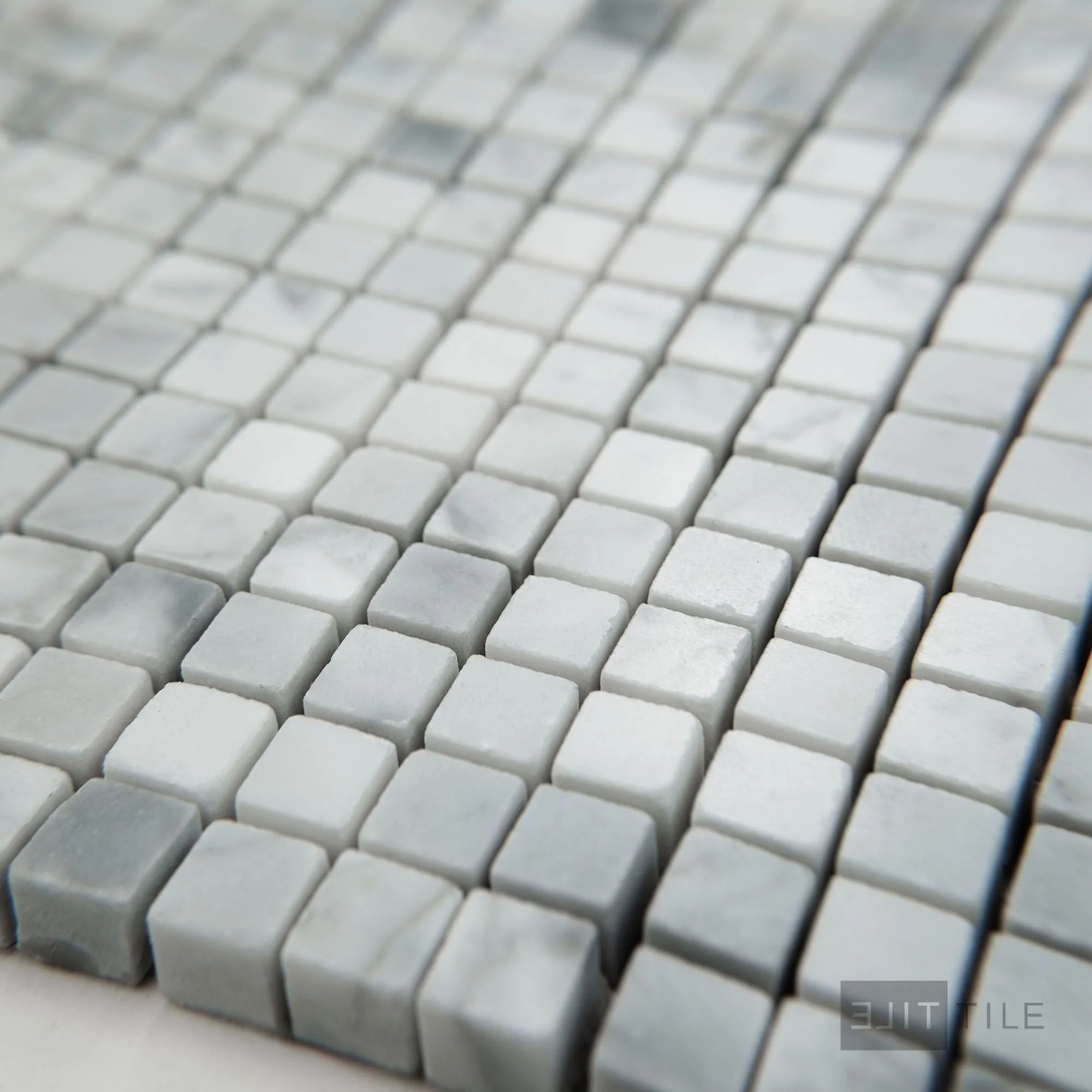 White Carrara Marble 3/8" Square Polished Mosaic - Image 3