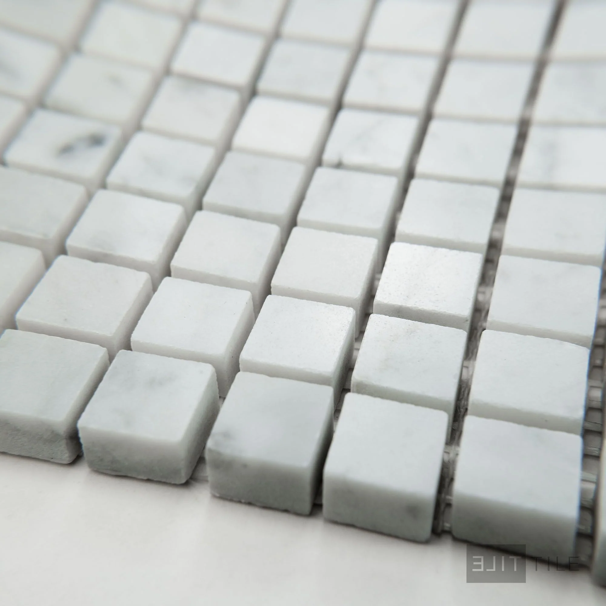 White Carrara Marble 5/8" Square Polished Mosaic - Image 3