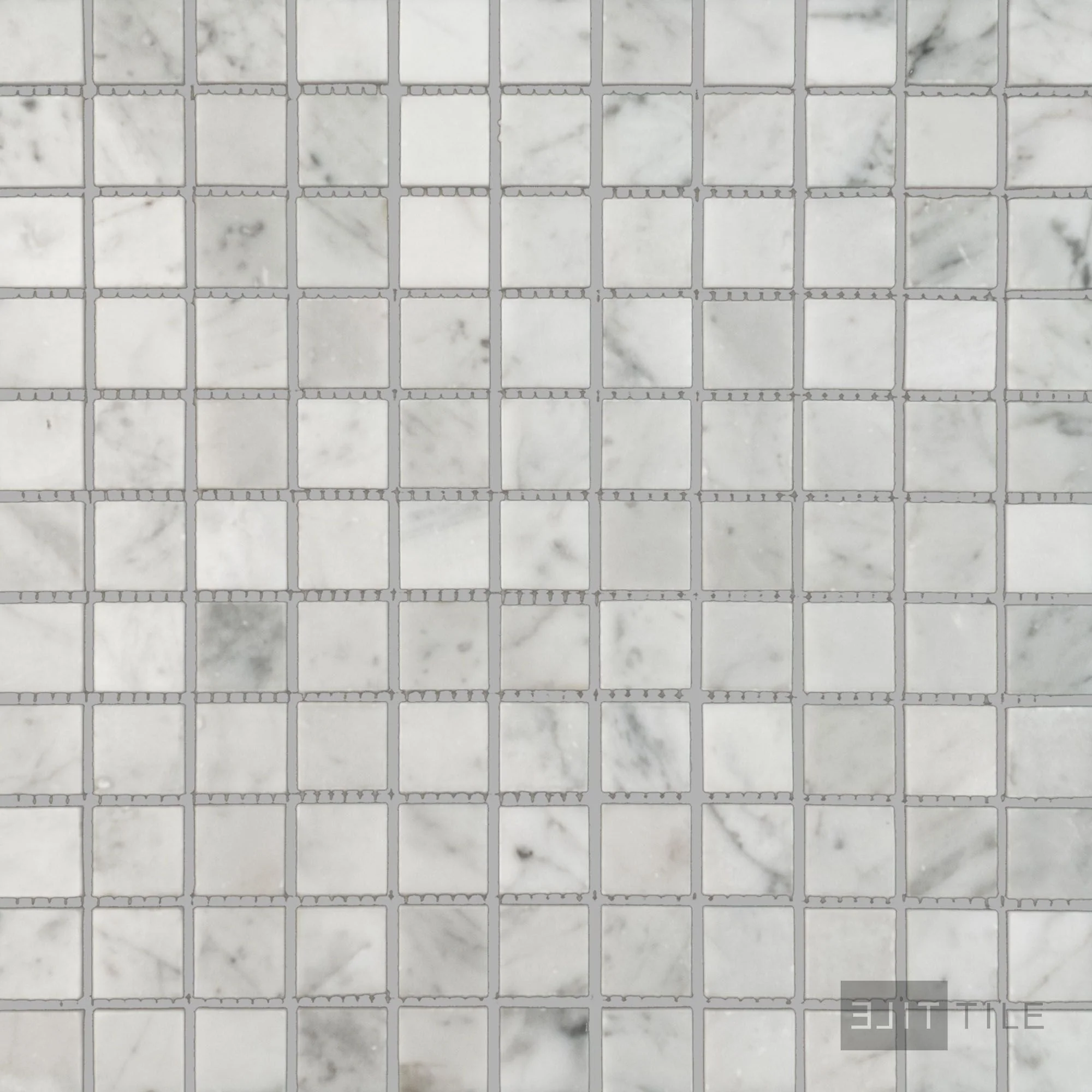 White Carrara Marble 1" Square Polished Mosaic