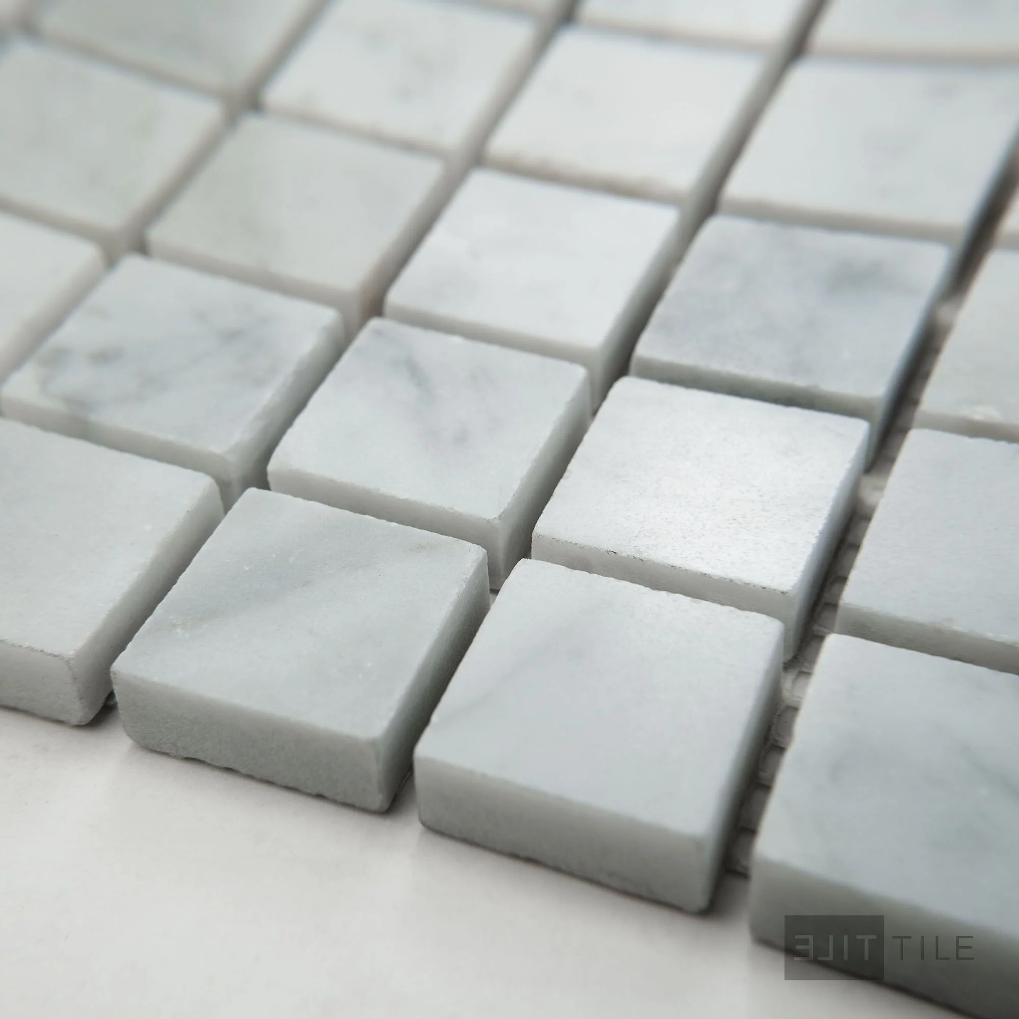 White Carrara Marble 1" Square Polished Mosaic - Image 3