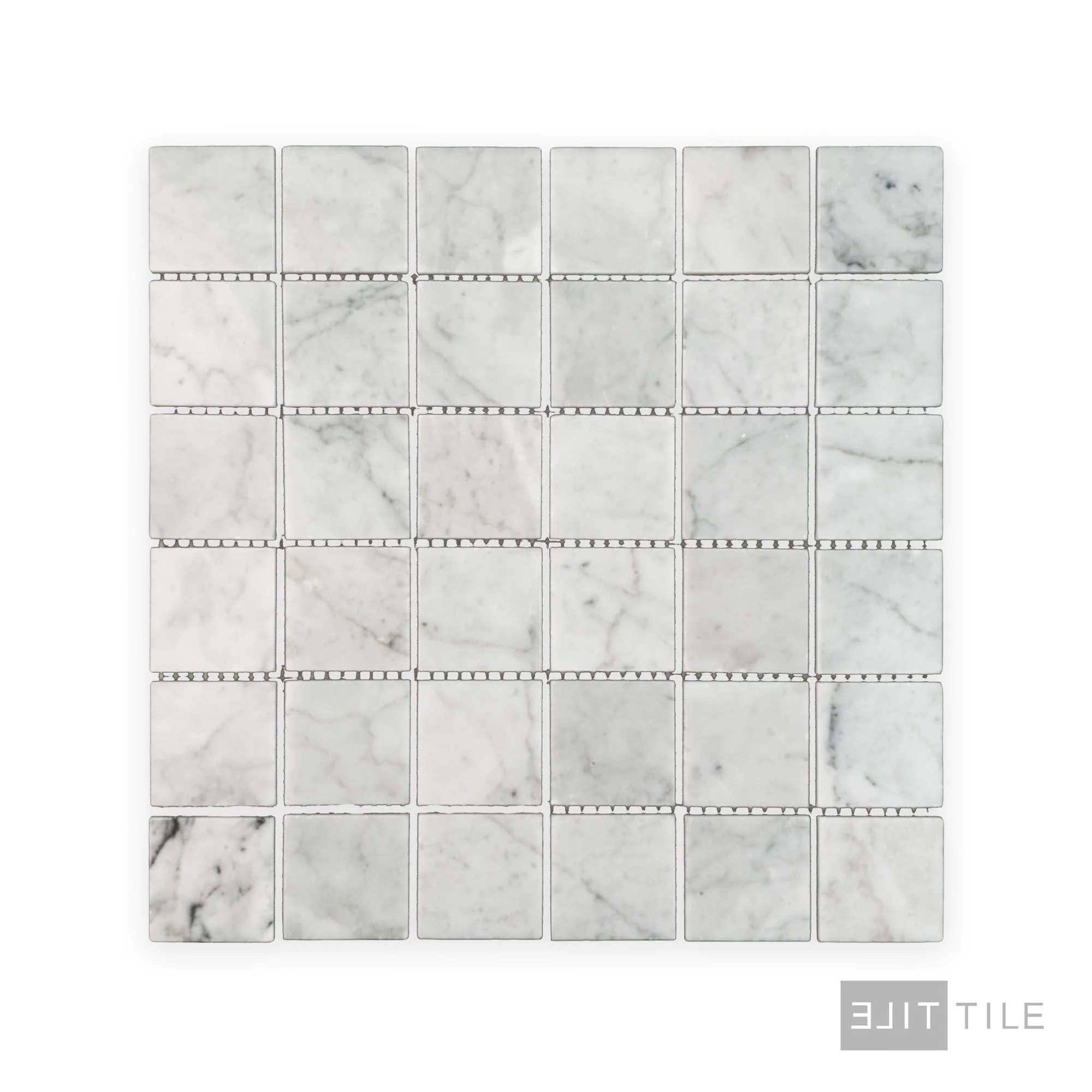 White Carrara Marble 2" Square Polished Mosaic - Image 2