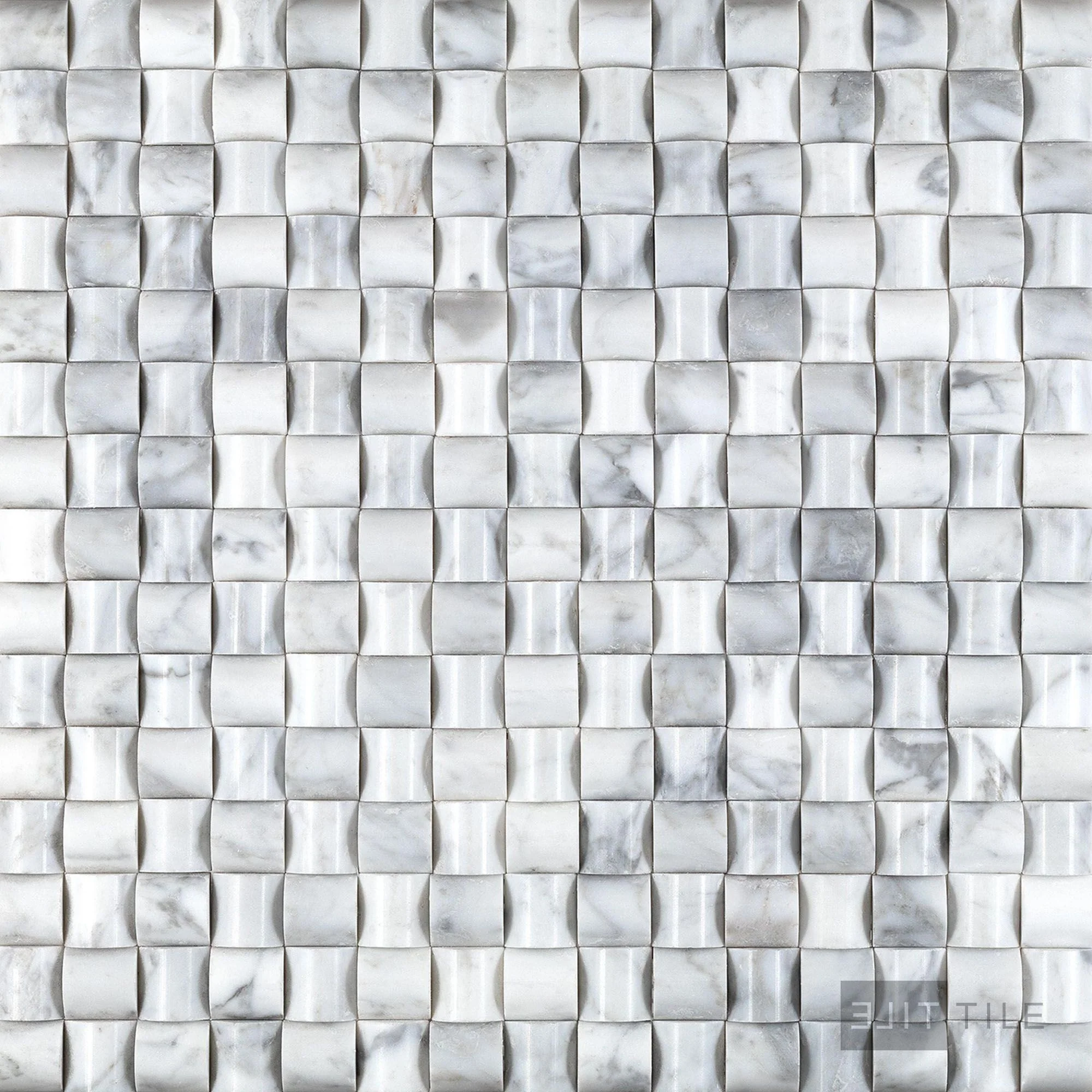White Carrara Marble 3D Bread Polished Mosaic
