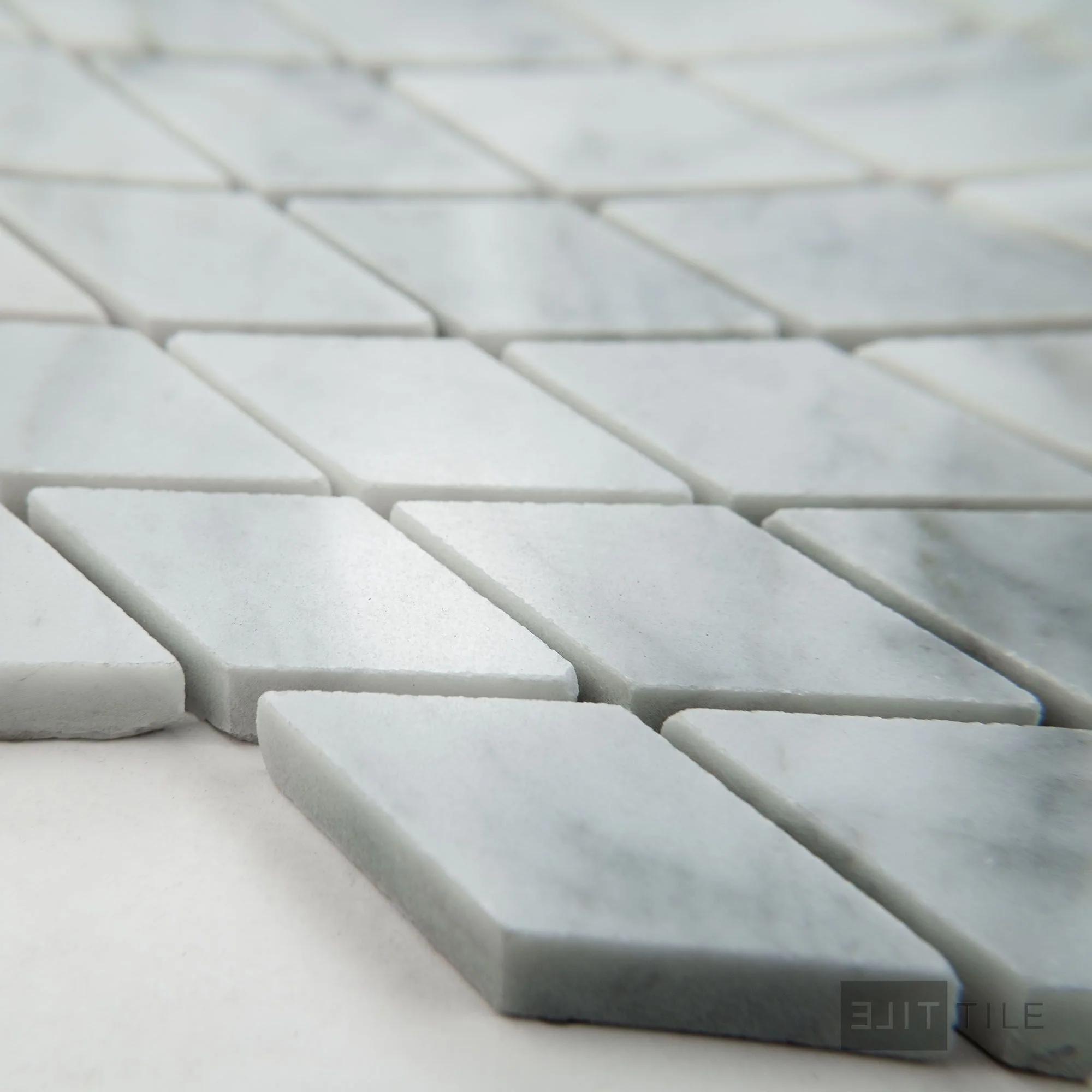 White Carrara Marble Rhomboid Polished Mosaic - Image 3