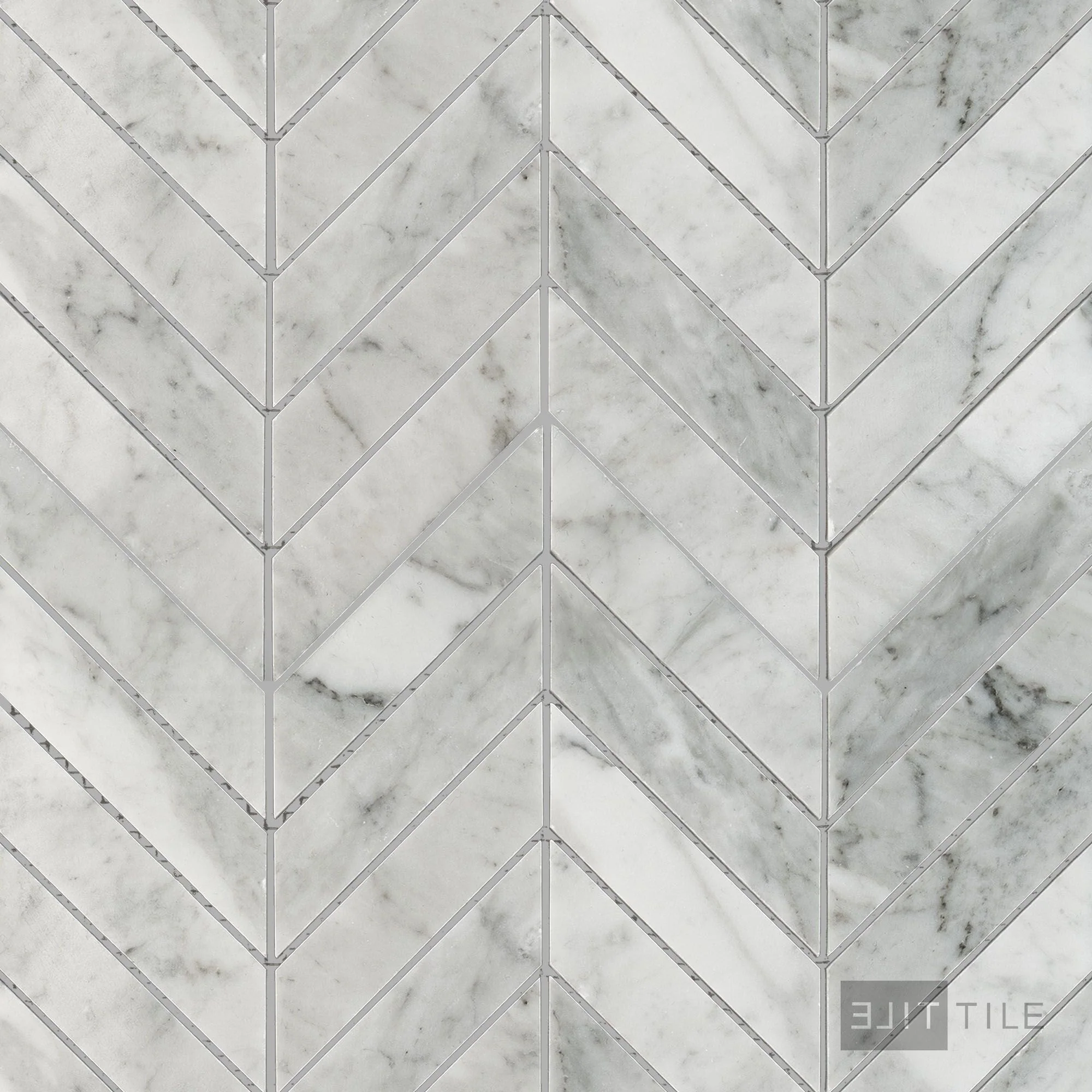 White Carrara Marble 1X4 Chevron Polished Mosaic