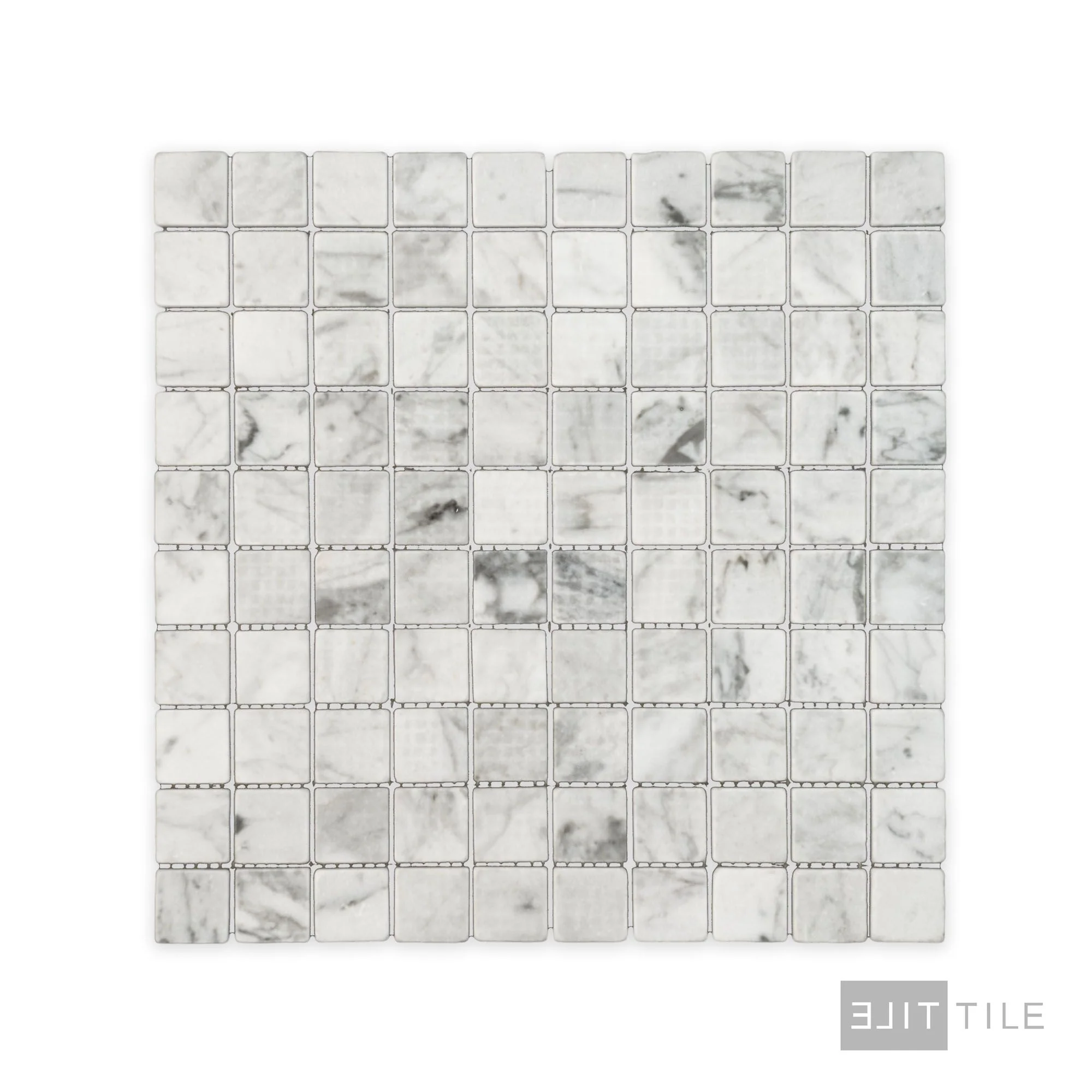 White Carrara Marble 1" Square Tumbled Mosaic - Image 2