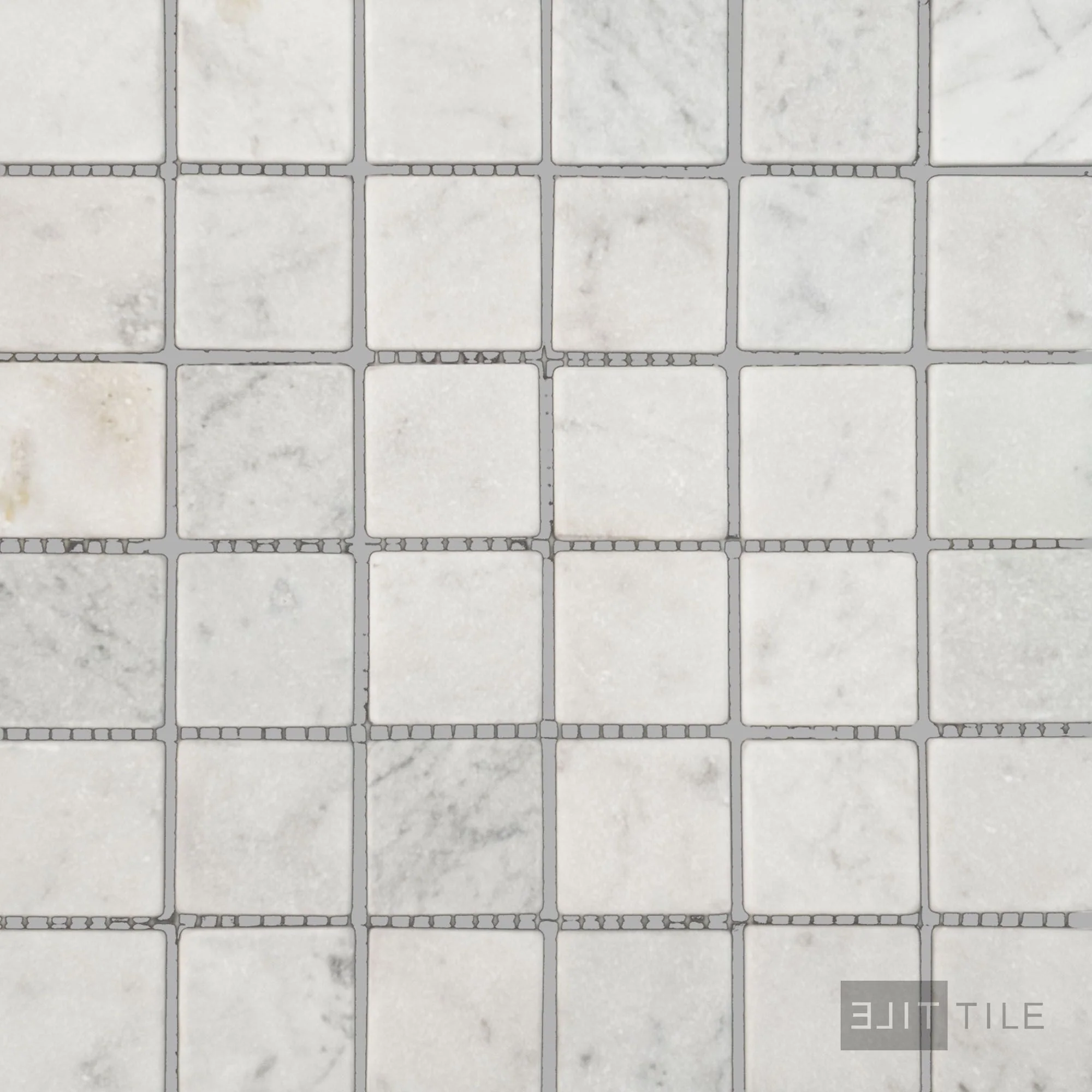 White Carrara Marble 2" Square Tumbled Mosaic