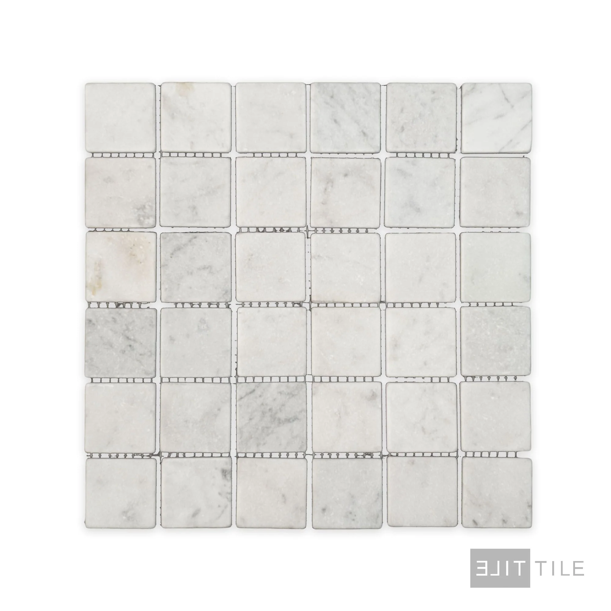 White Carrara Marble 2" Square Tumbled Mosaic - Image 2