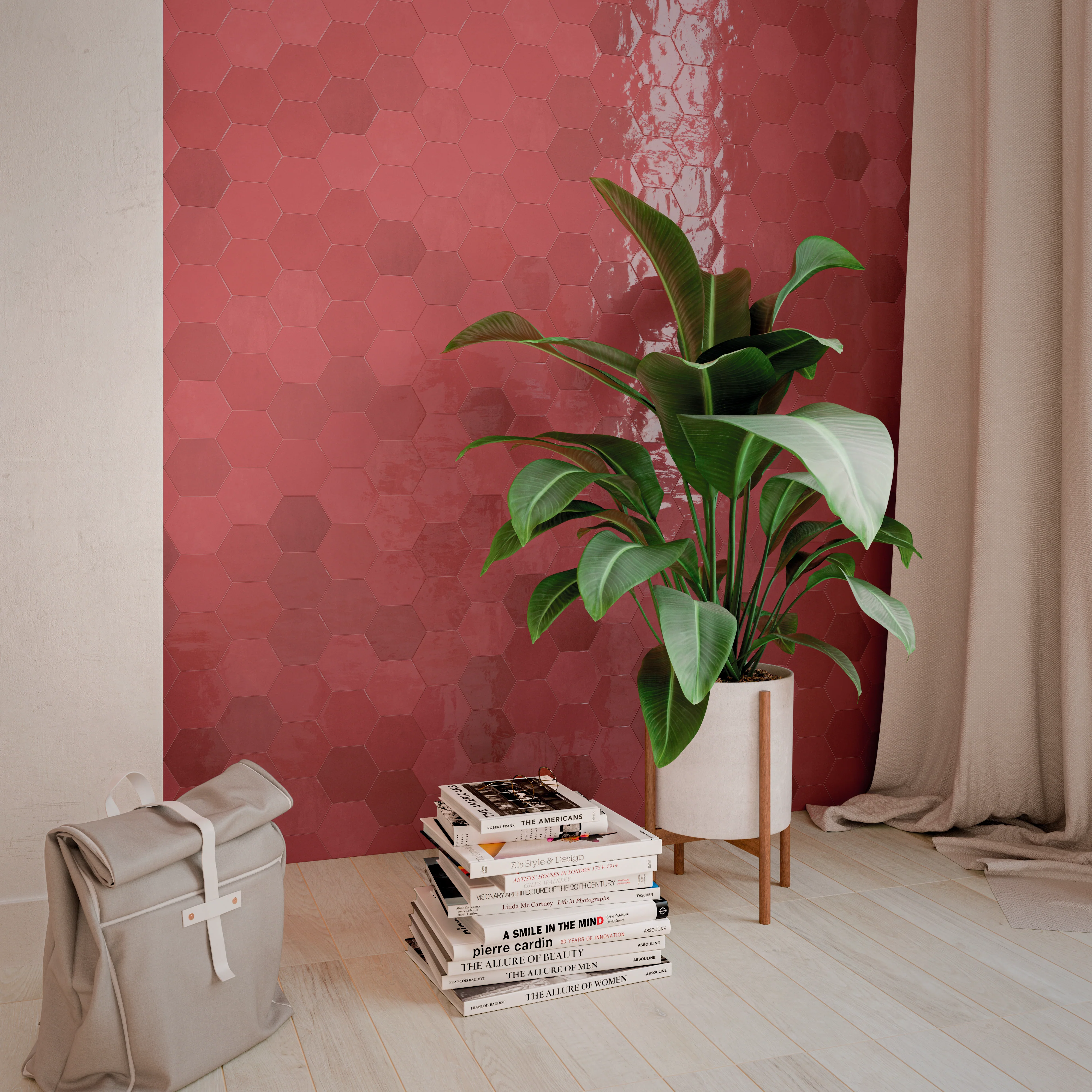 Zellige Hexa Glossy 4X5 Wine - Image 2